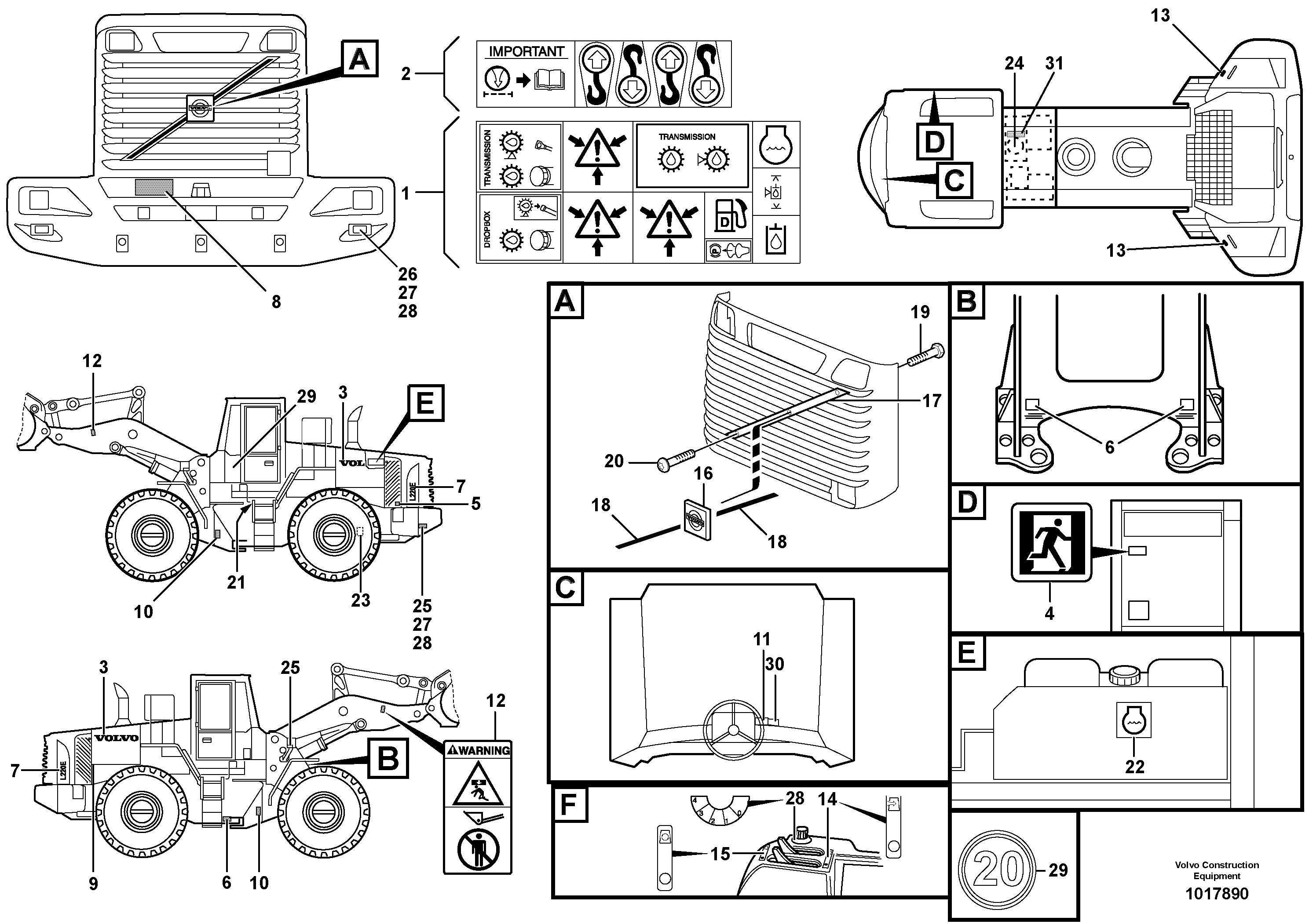 Sign plates and decals — volvo parts diagram