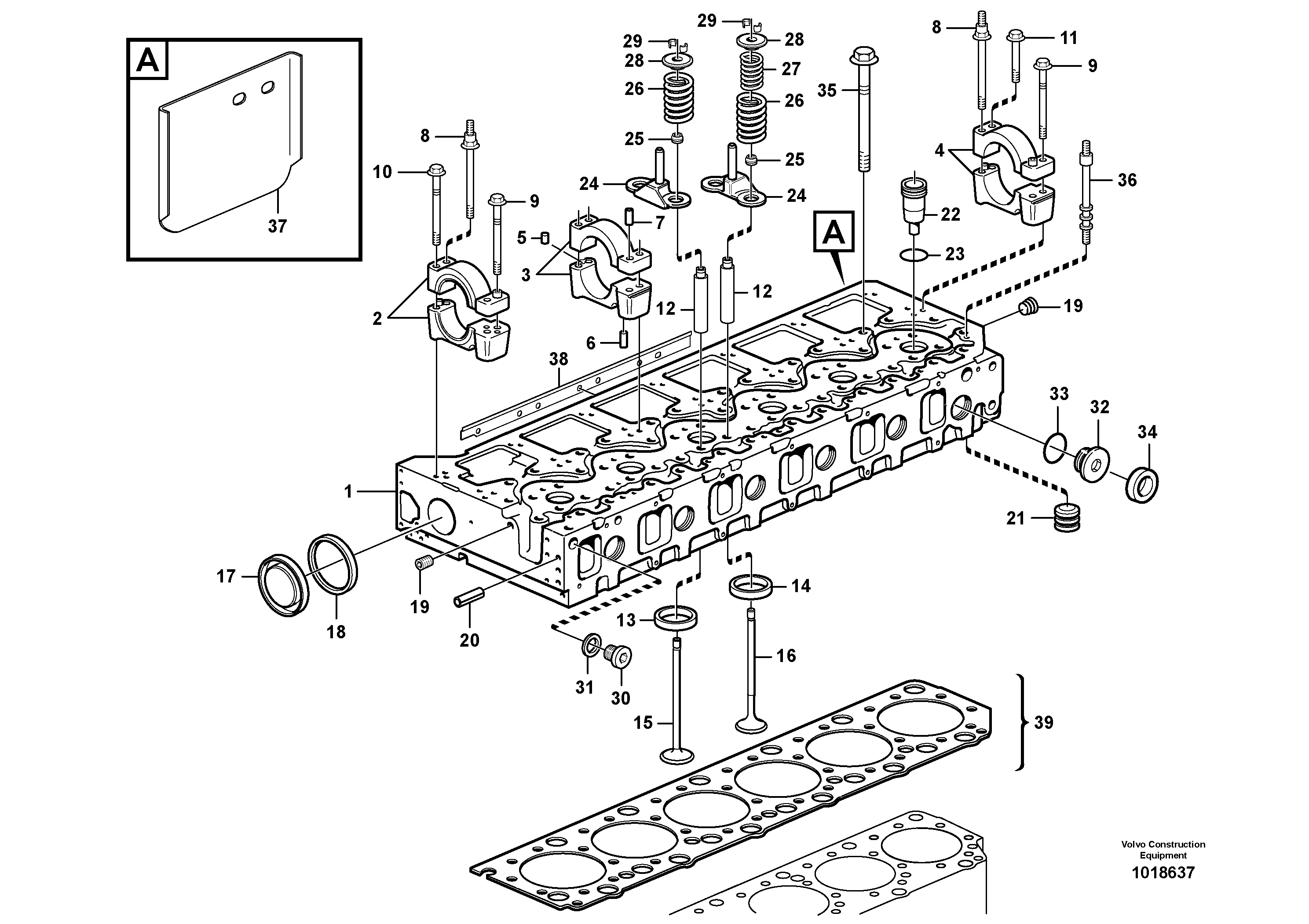 Cylinder head — volvo parts diagram