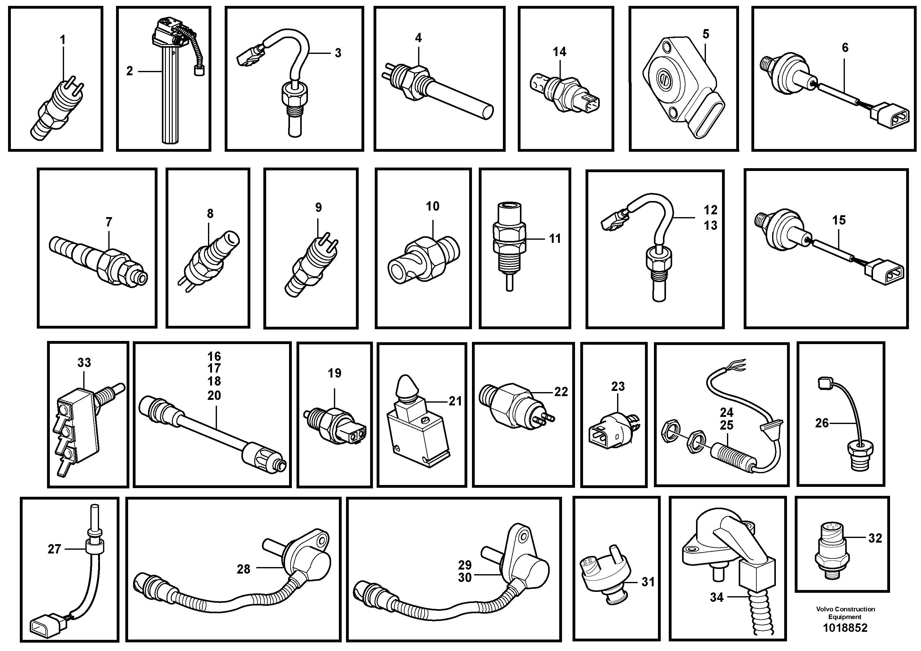 Sensors, reference list — volvo parts diagram