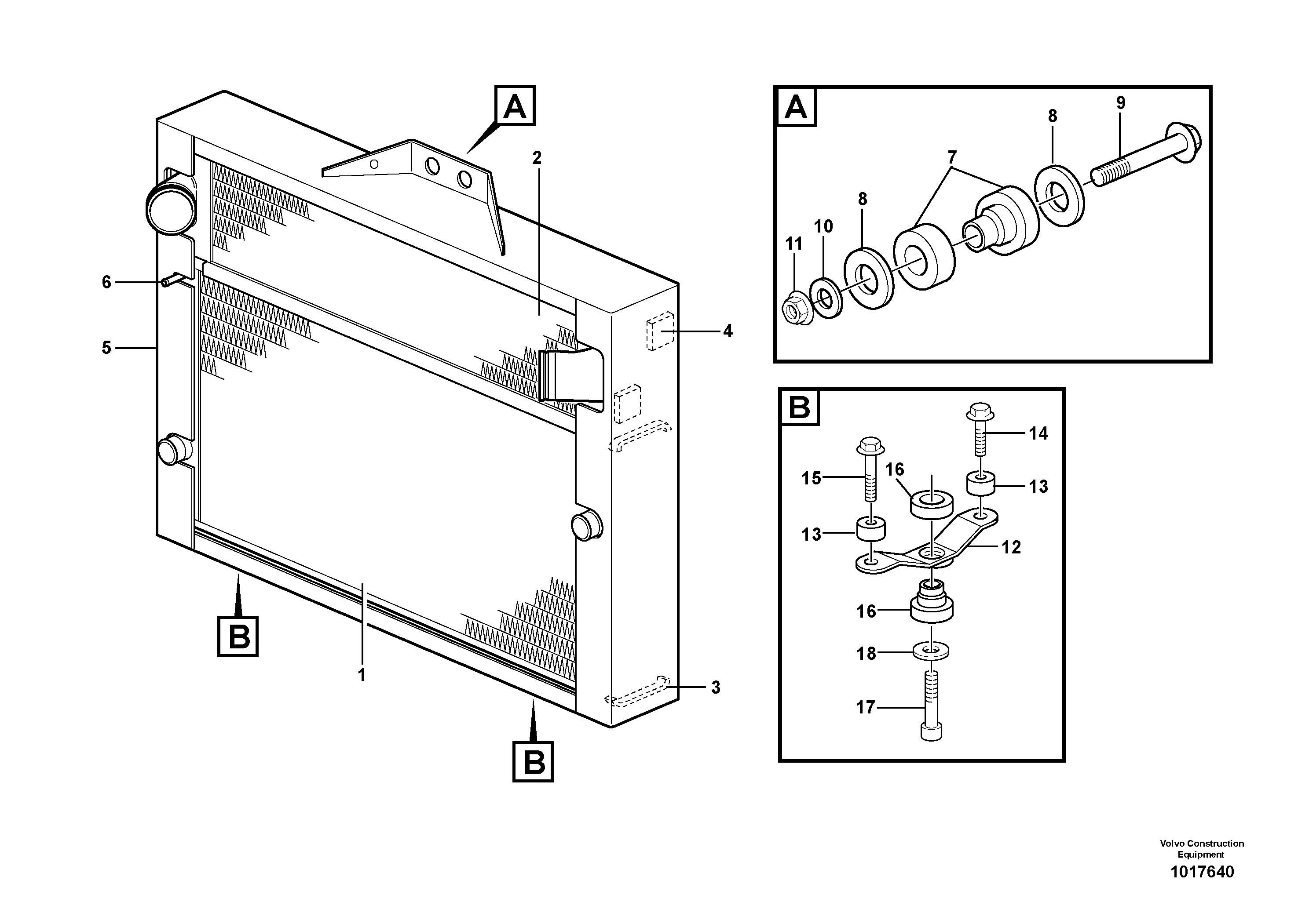 Radiator with fitting parts — volvo parts diagram