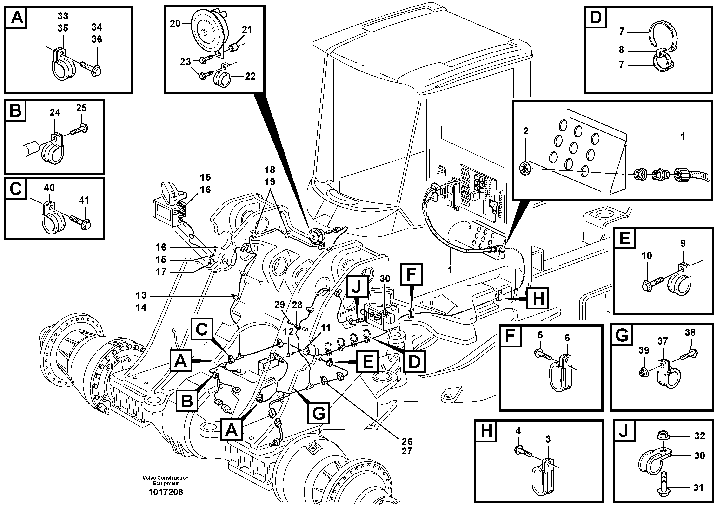 Front cable harness with assembly parts. — volvo parts diagram