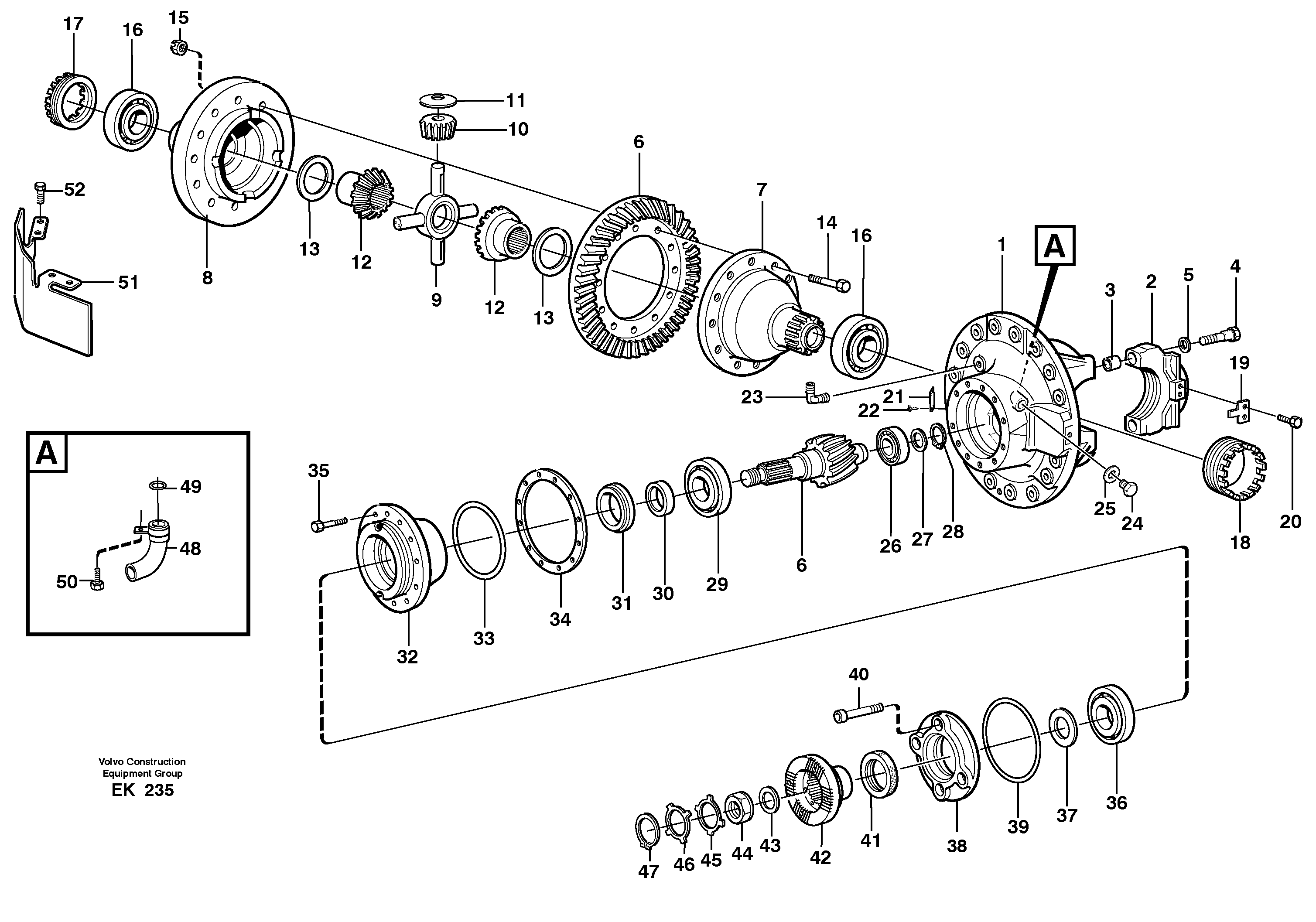 Final drive, front 23876 — volvo parts diagram