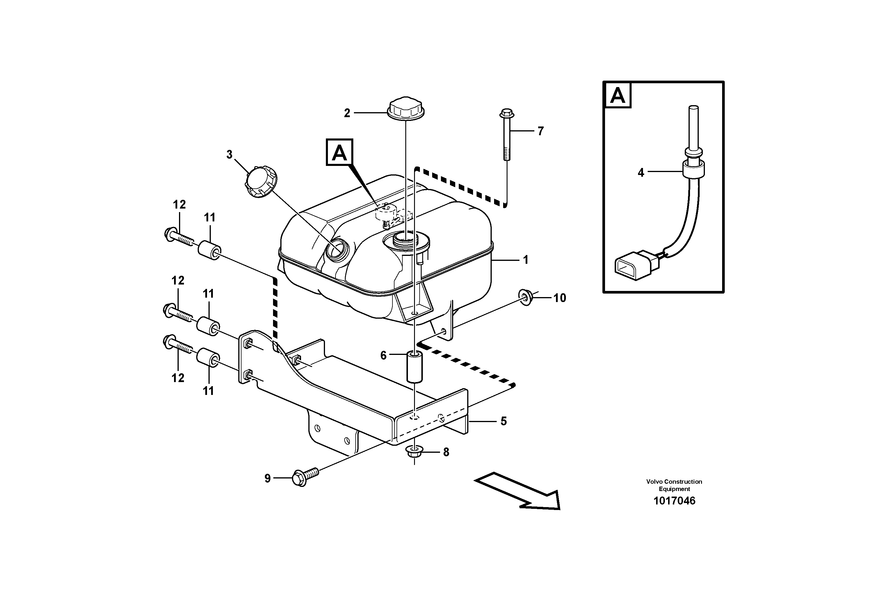 Expansion tank with fitting parts — volvo parts diagram