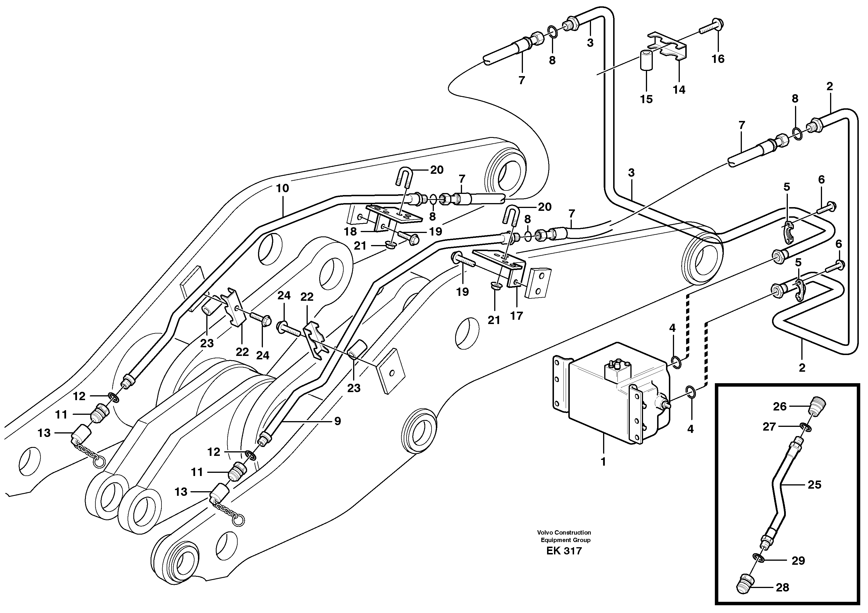 Pressure lines, 3rd function.  80275,  80276 — volvo parts diagram