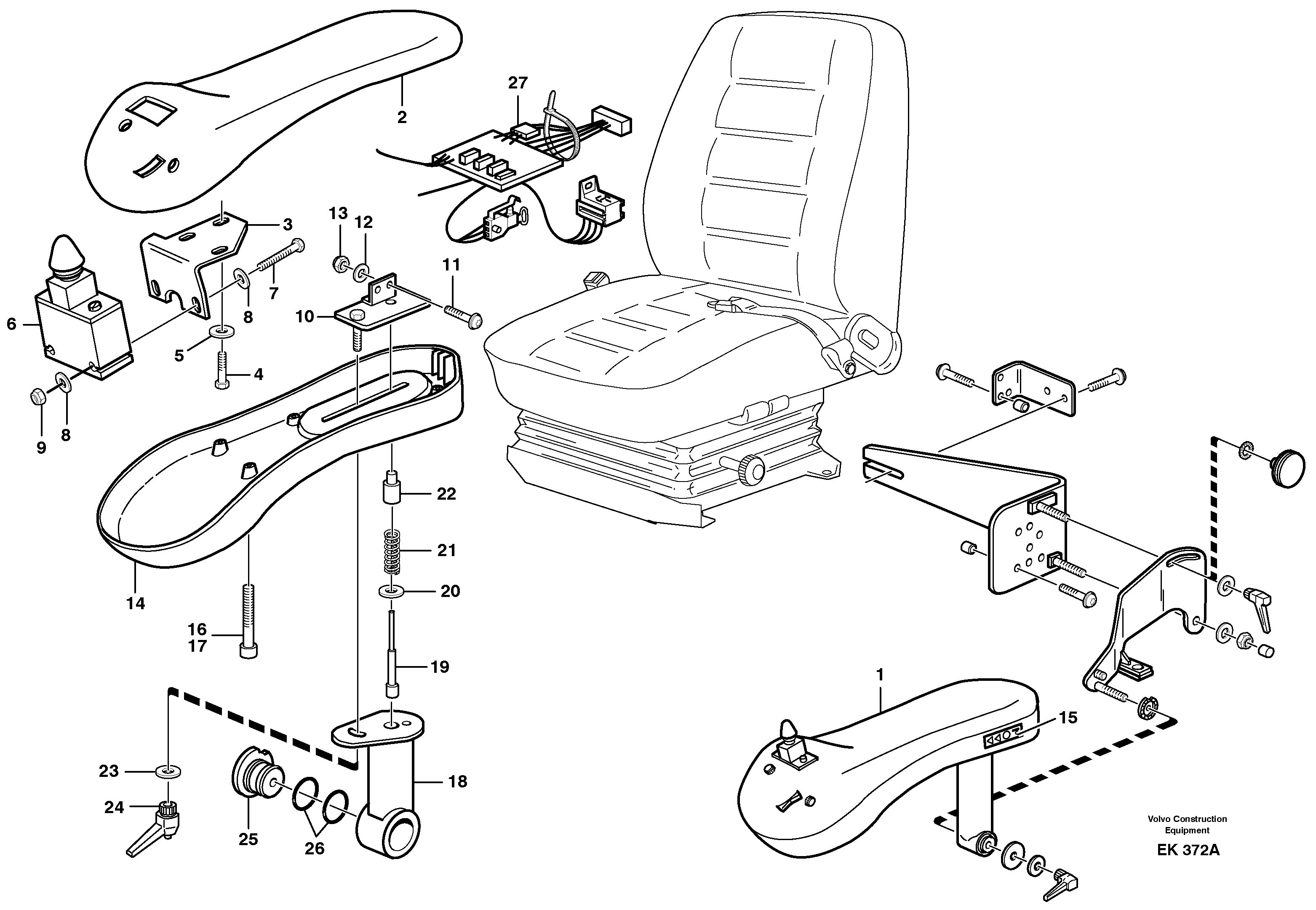 CDC - steering. Arm rest with fitting parts. 80266 — volvo parts diagram