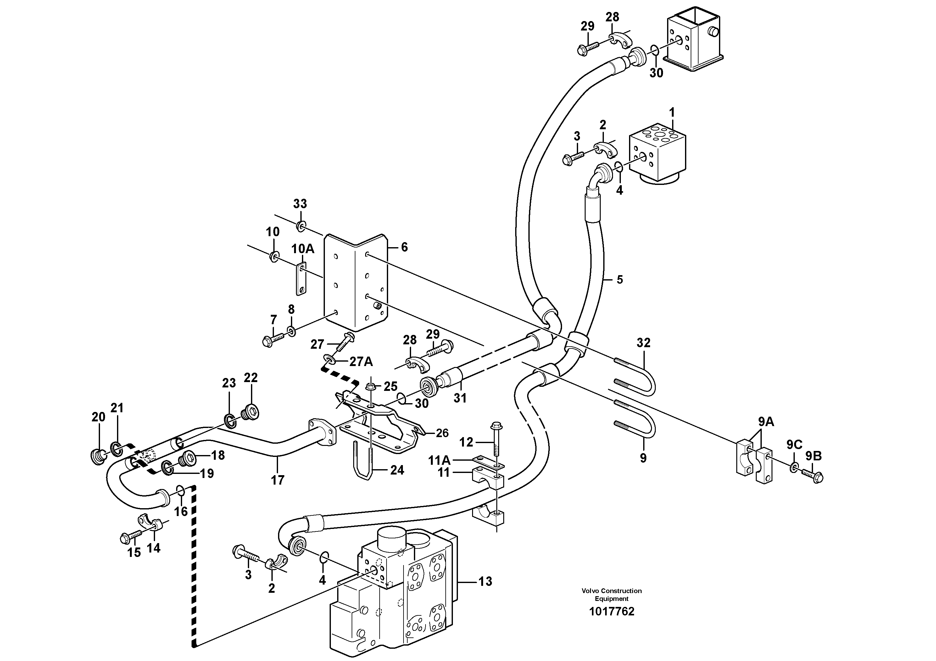 Feed- and return lines - control valve — volvo parts diagram