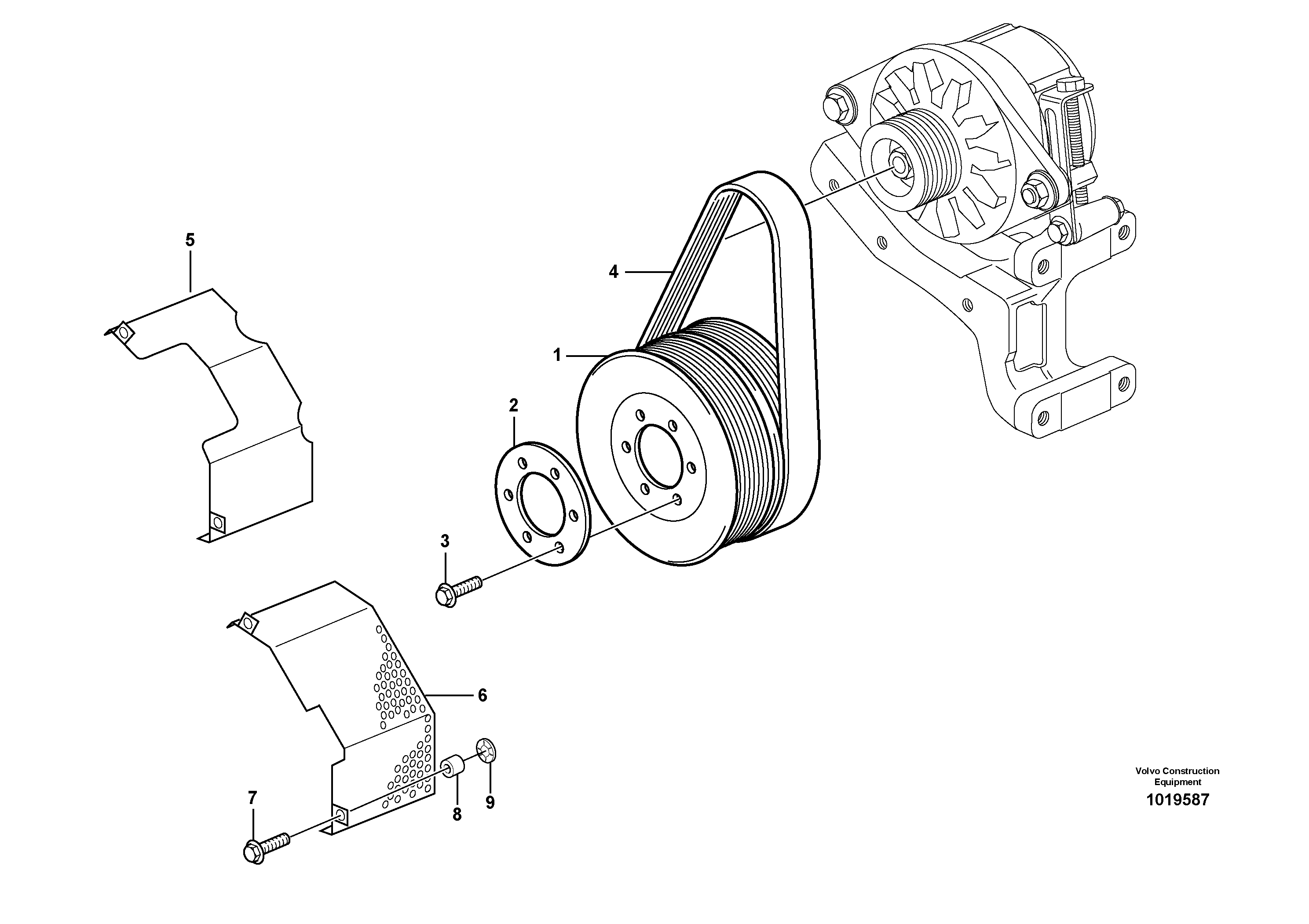 Drive belt and belt protector — volvo parts diagram