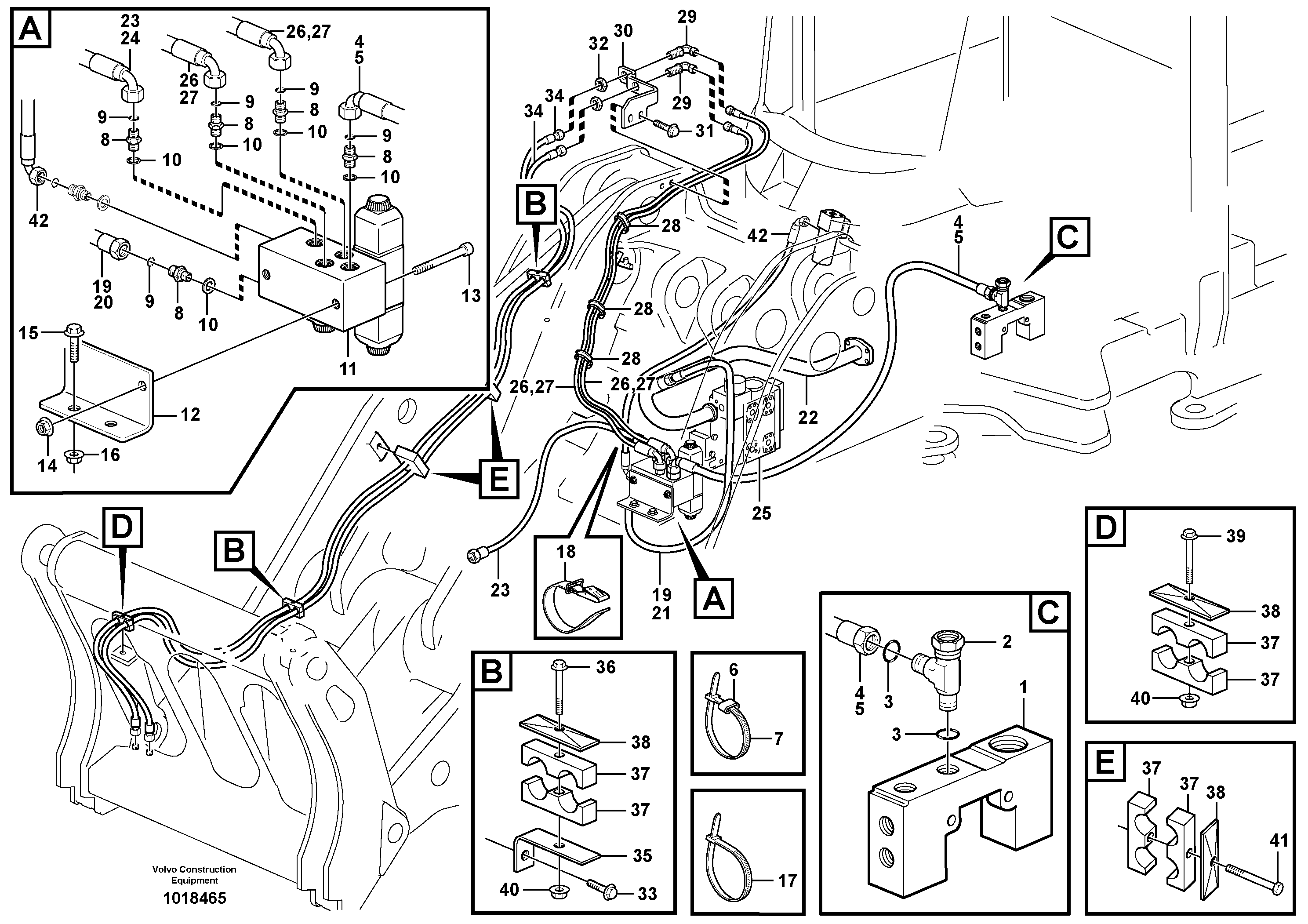 Hydraulic system, attachment bracket.  82578, 82579 — volvo parts diagram