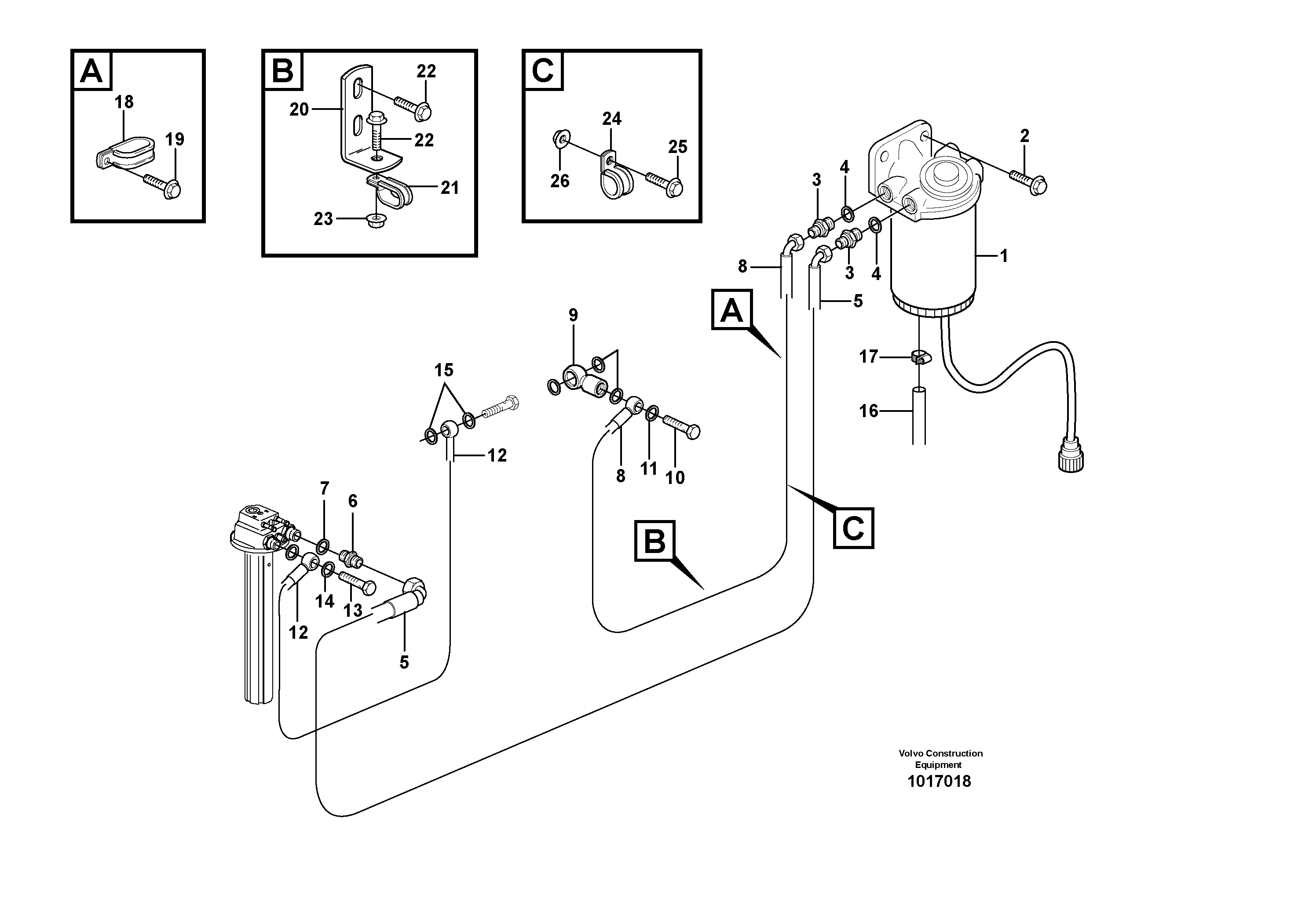 Water trap with hoses — volvo parts diagram