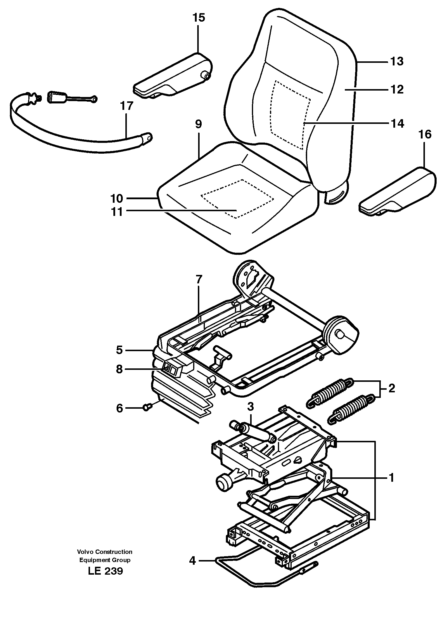 Operator seat, Isri  14302813, 14303037 — volvo parts diagram