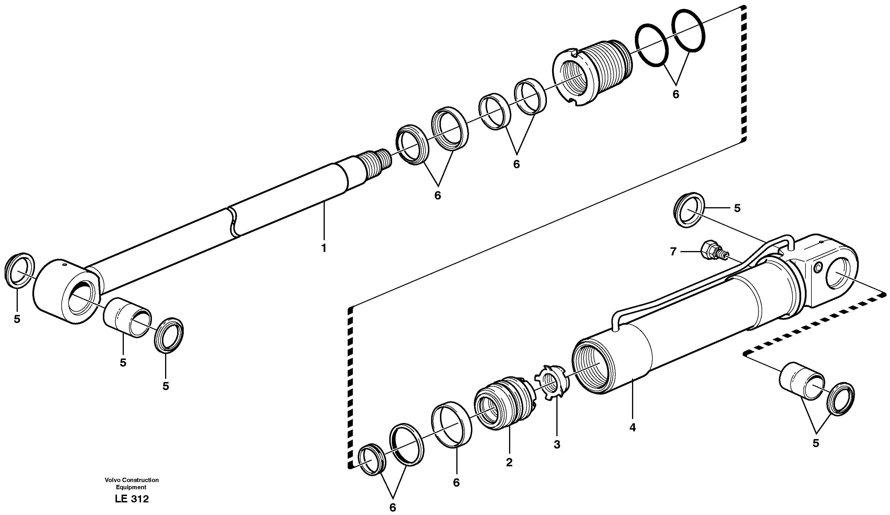 Hydraulic cylinder, offset  14302829, 14311189 — volvo parts diagram