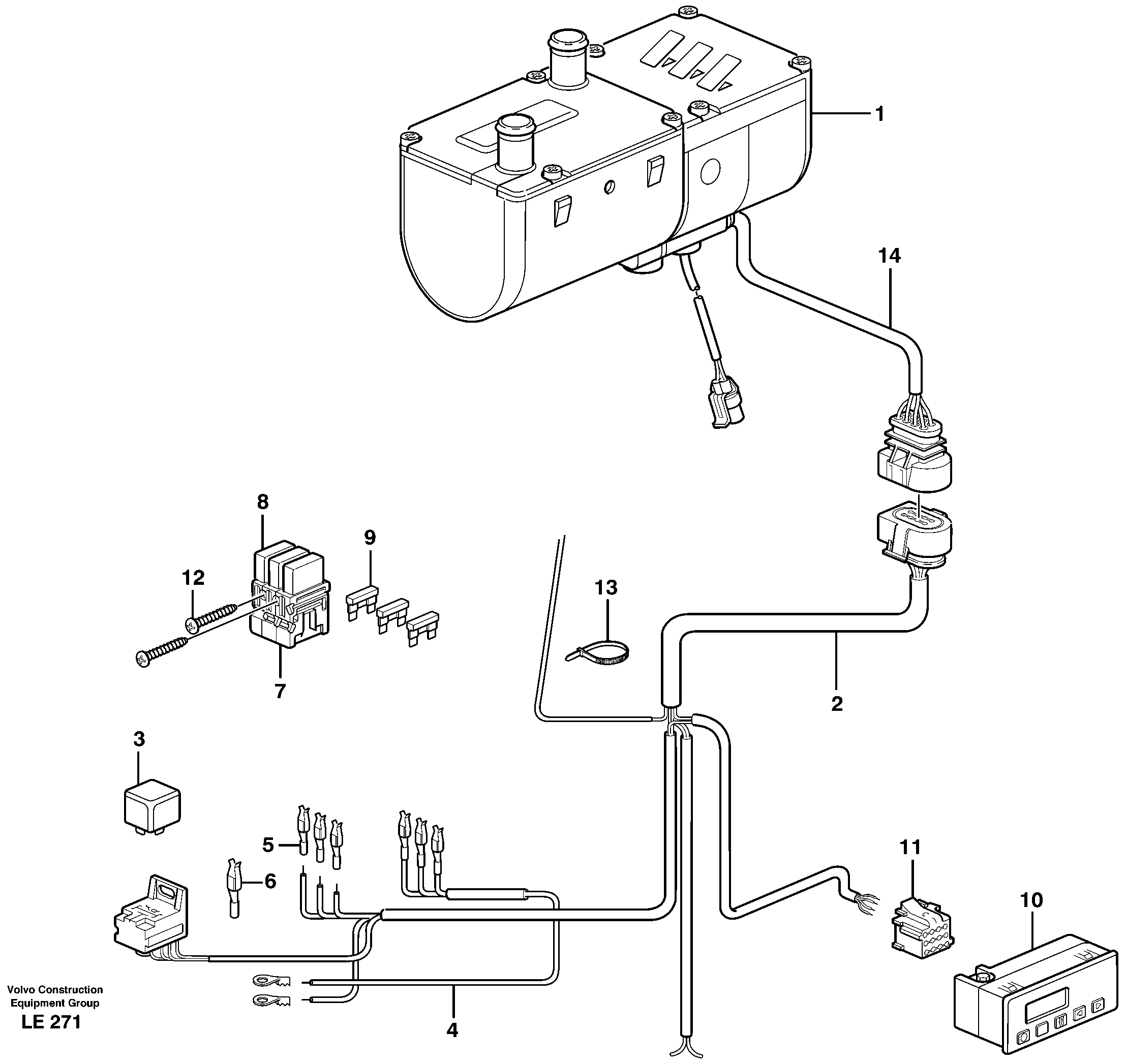 Electric installation, diesel heater  14302818 — volvo parts diagram