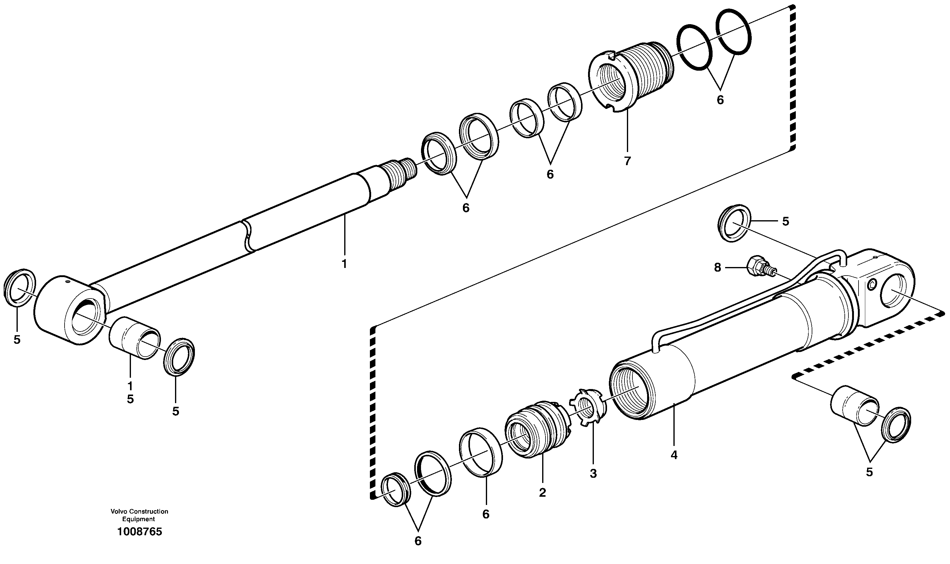 Hydraulic cylinder, dozer blade  14303061, 14311109 — volvo parts diagram