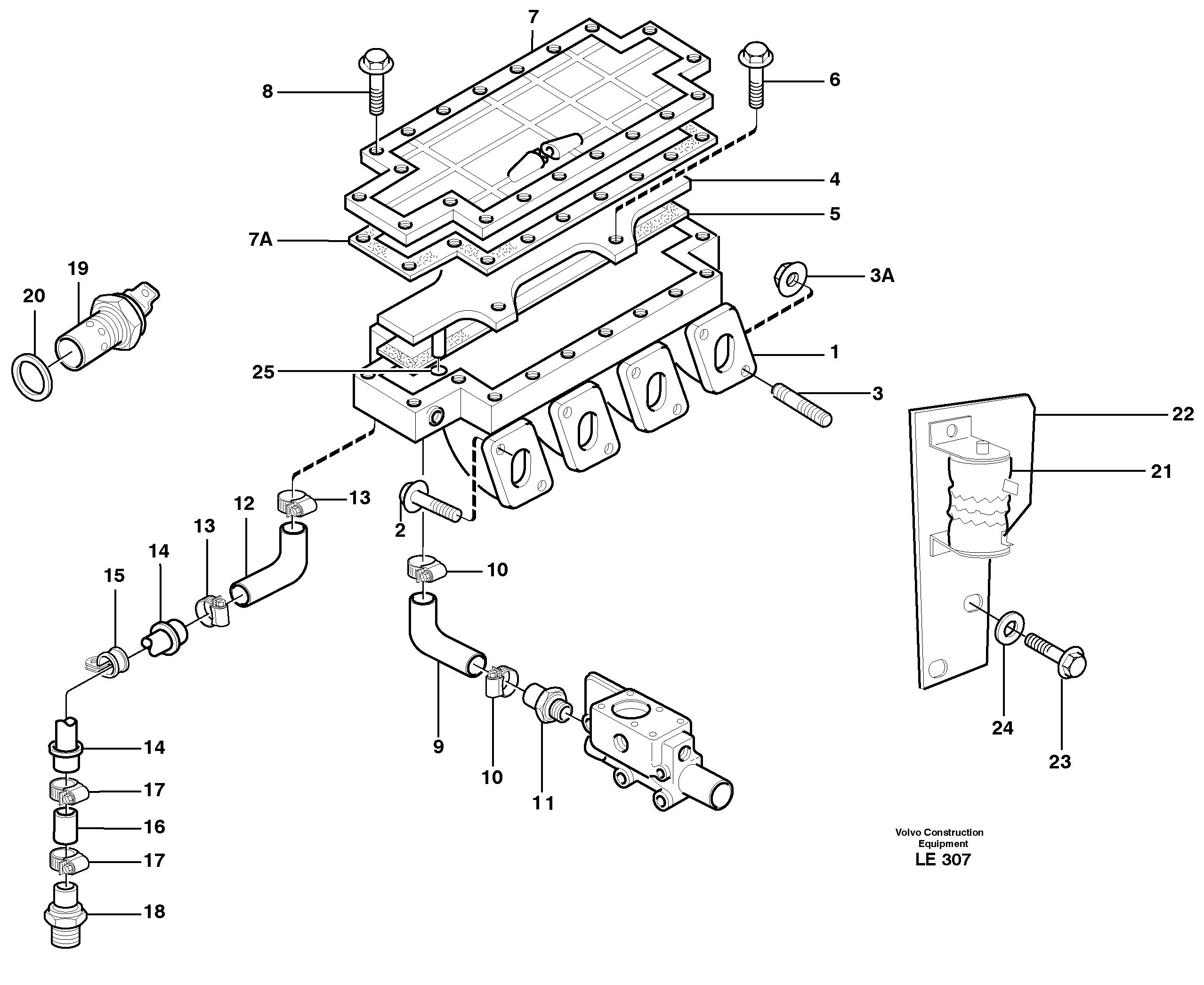 Induction manifold with fitting parts  TD 40KGE — volvo parts diagram