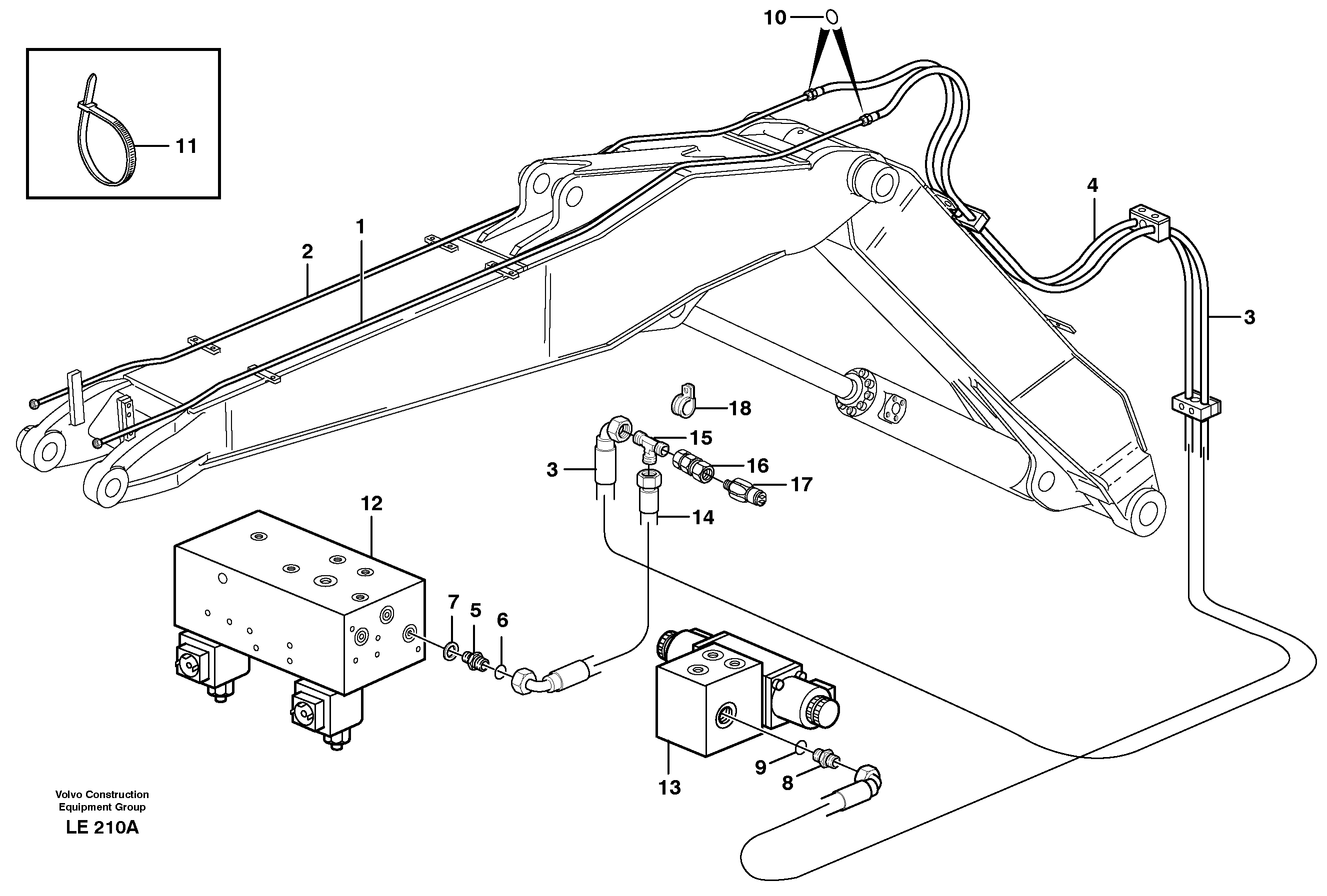 Hydr. quick fit equipm. on adjustable boom  14303068 — volvo parts diagram