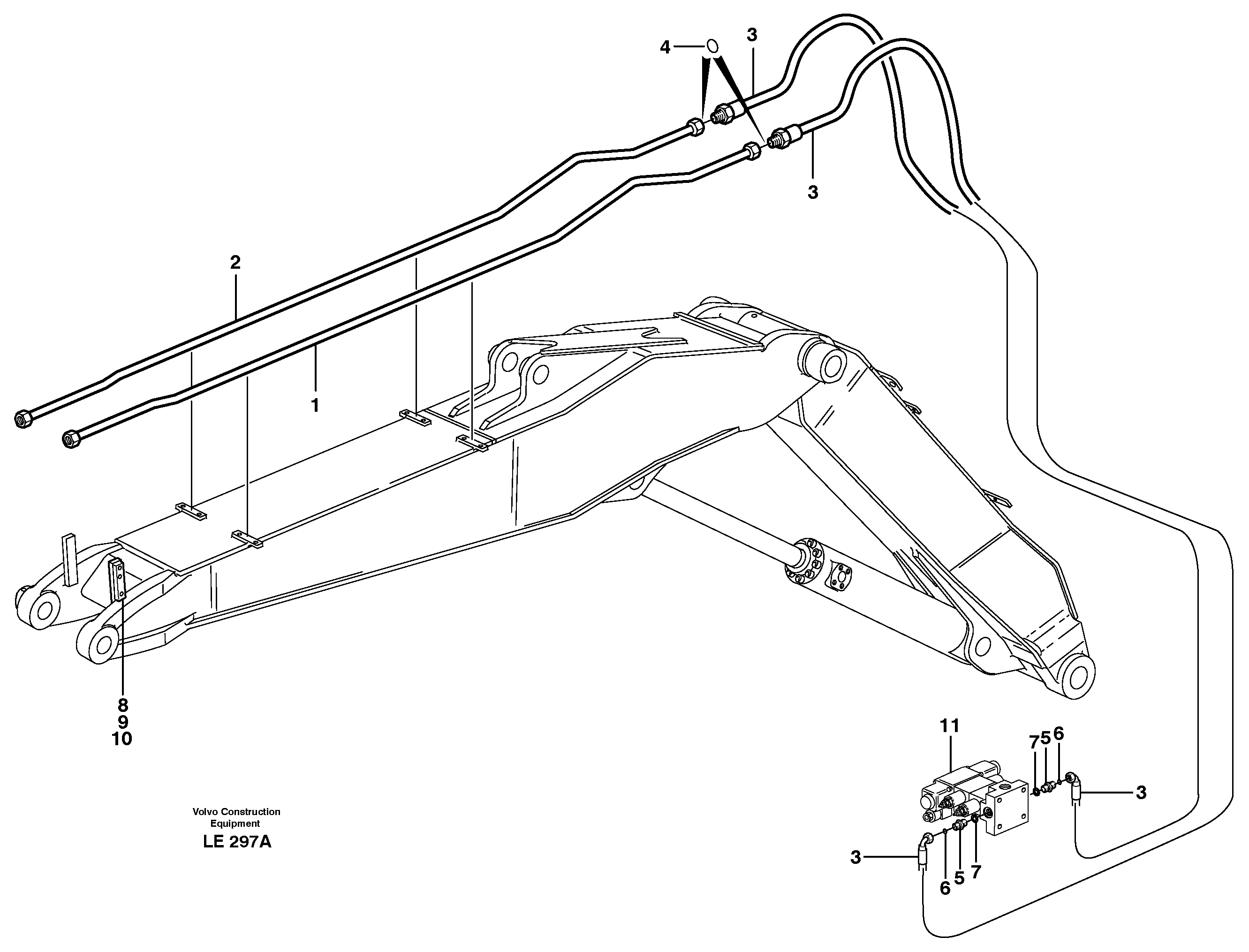 Hydr. equipm. on adjustable boom , 5,1m.  X3  14303051 — volvo parts diagram