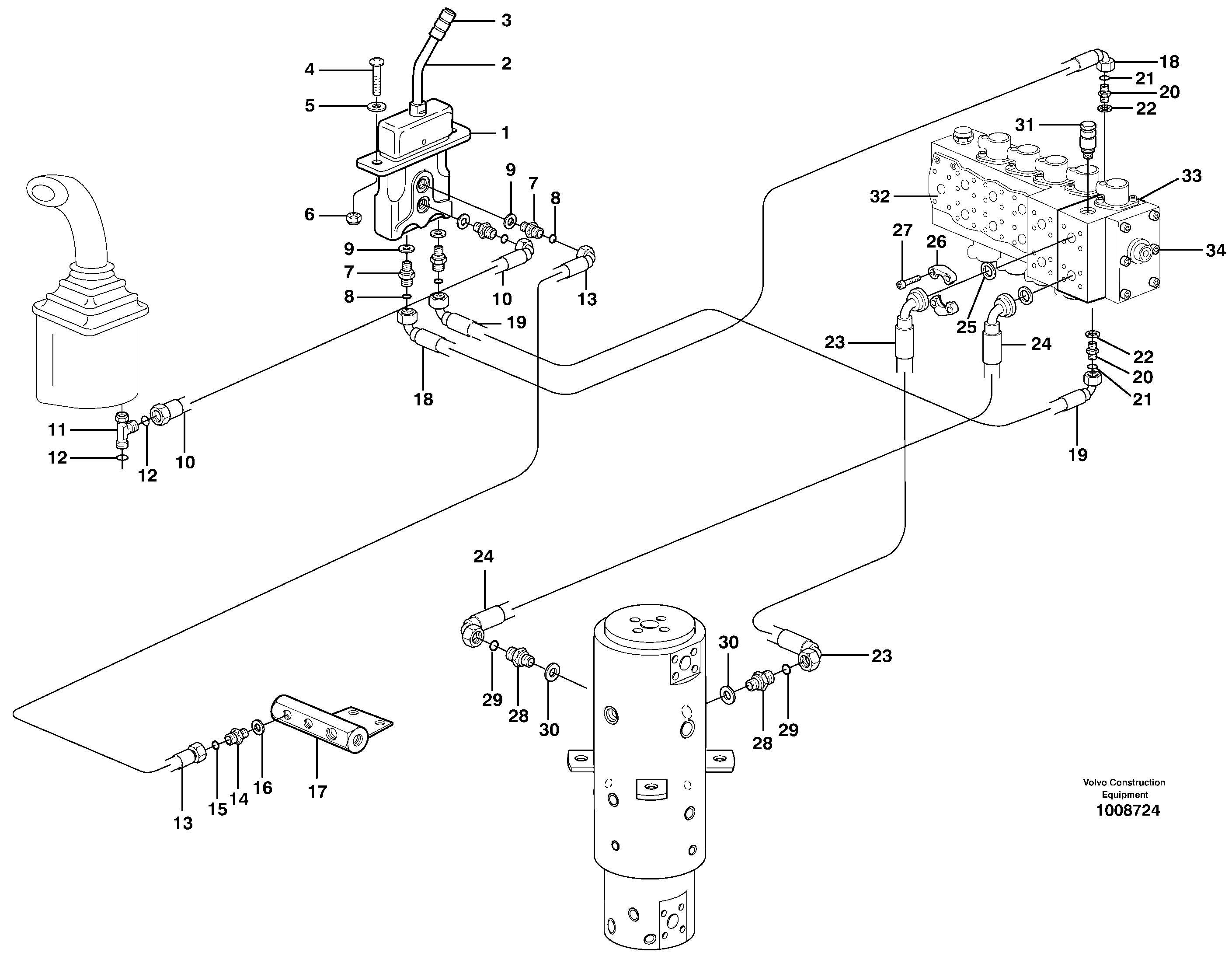 Hydraulic system for dozer blade, upper section  14303061, 14311109 — volvo parts diagram