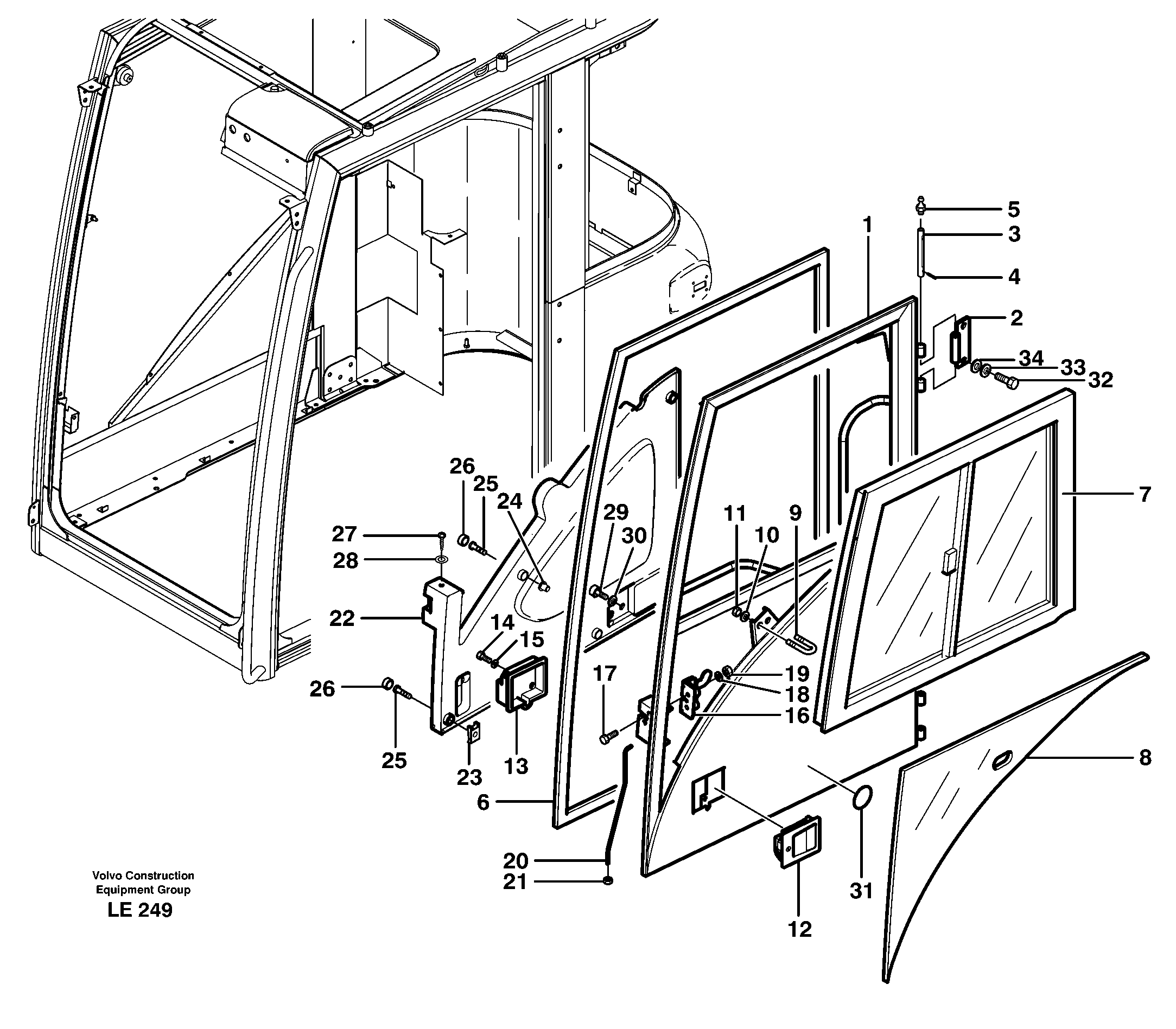 Door, operator's cab — volvo parts diagram