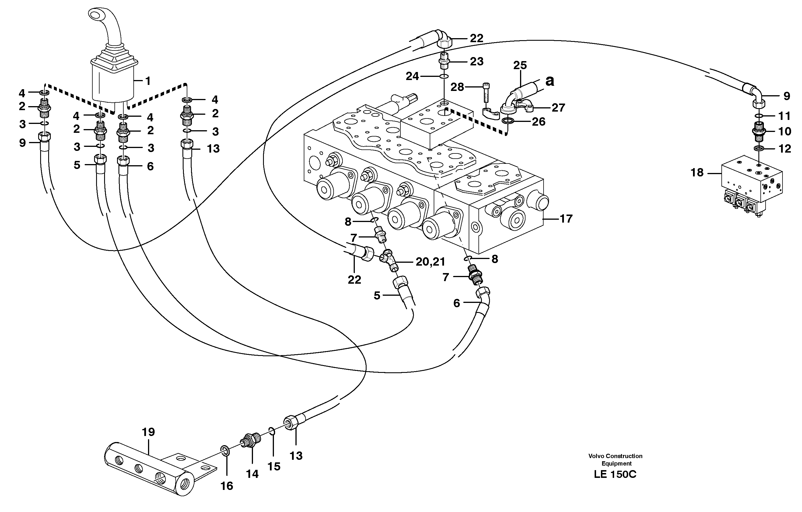 Servo hydraulics, dipper arm — volvo parts diagram