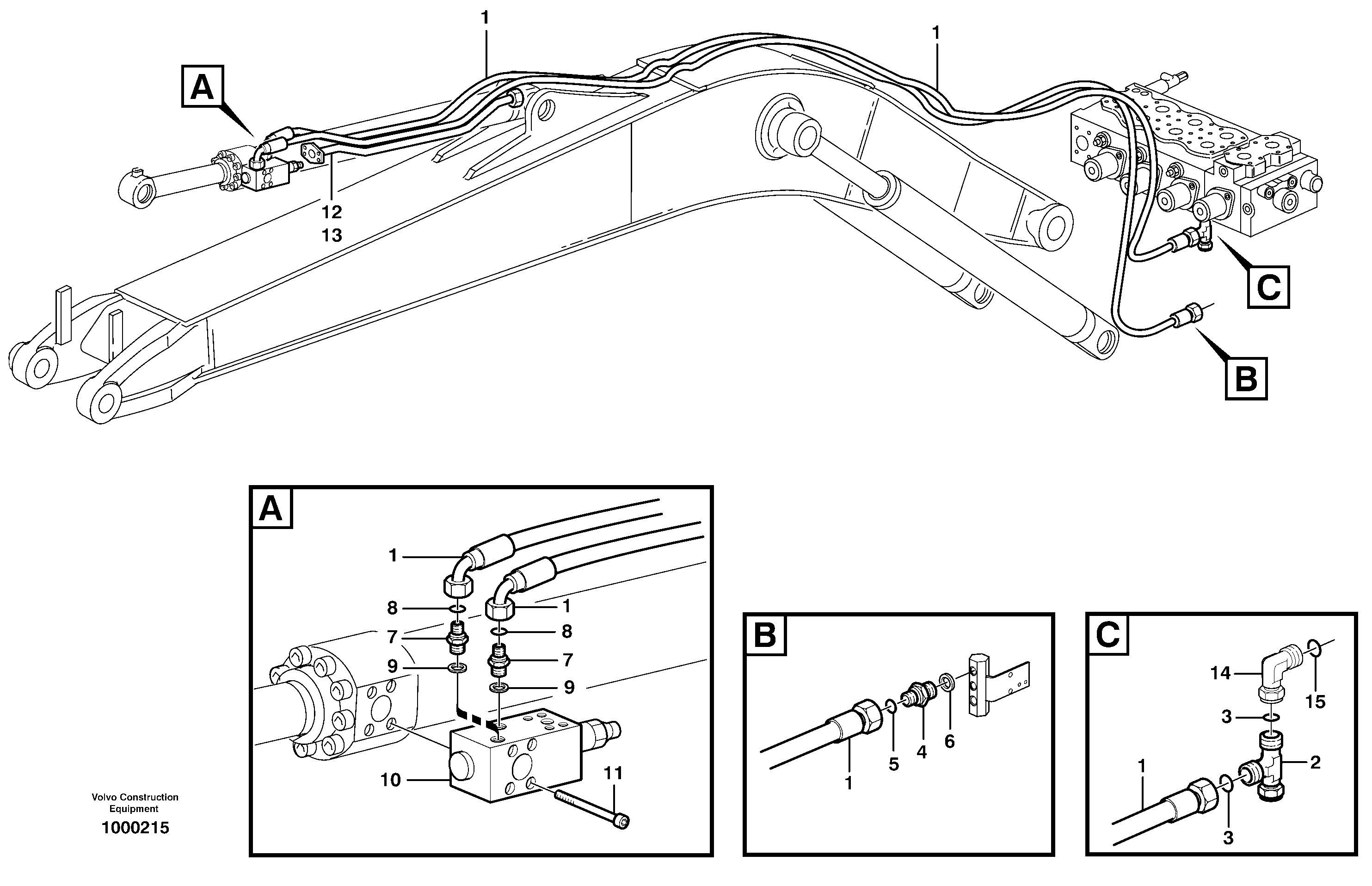 Servo hydraulics, Hose break valve  14302905 — volvo parts diagram