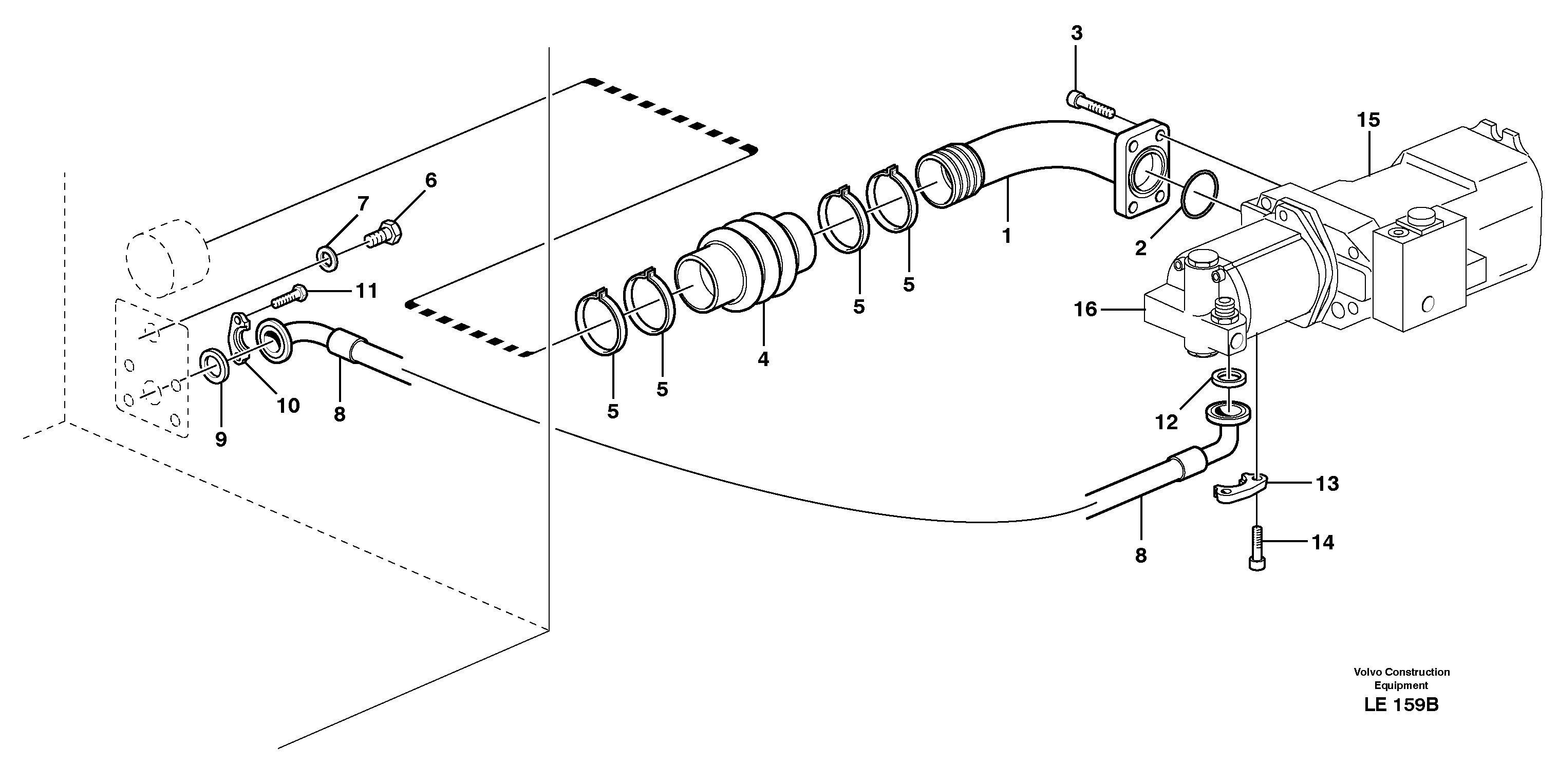 Hydraulic system suction lines — volvo parts diagram
