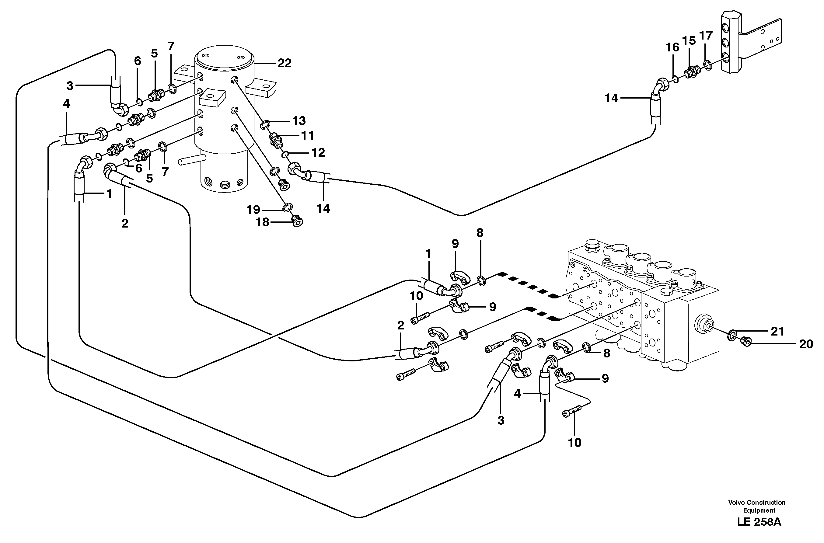 Hydraulic system, transport in uppercarrige — volvo parts diagram