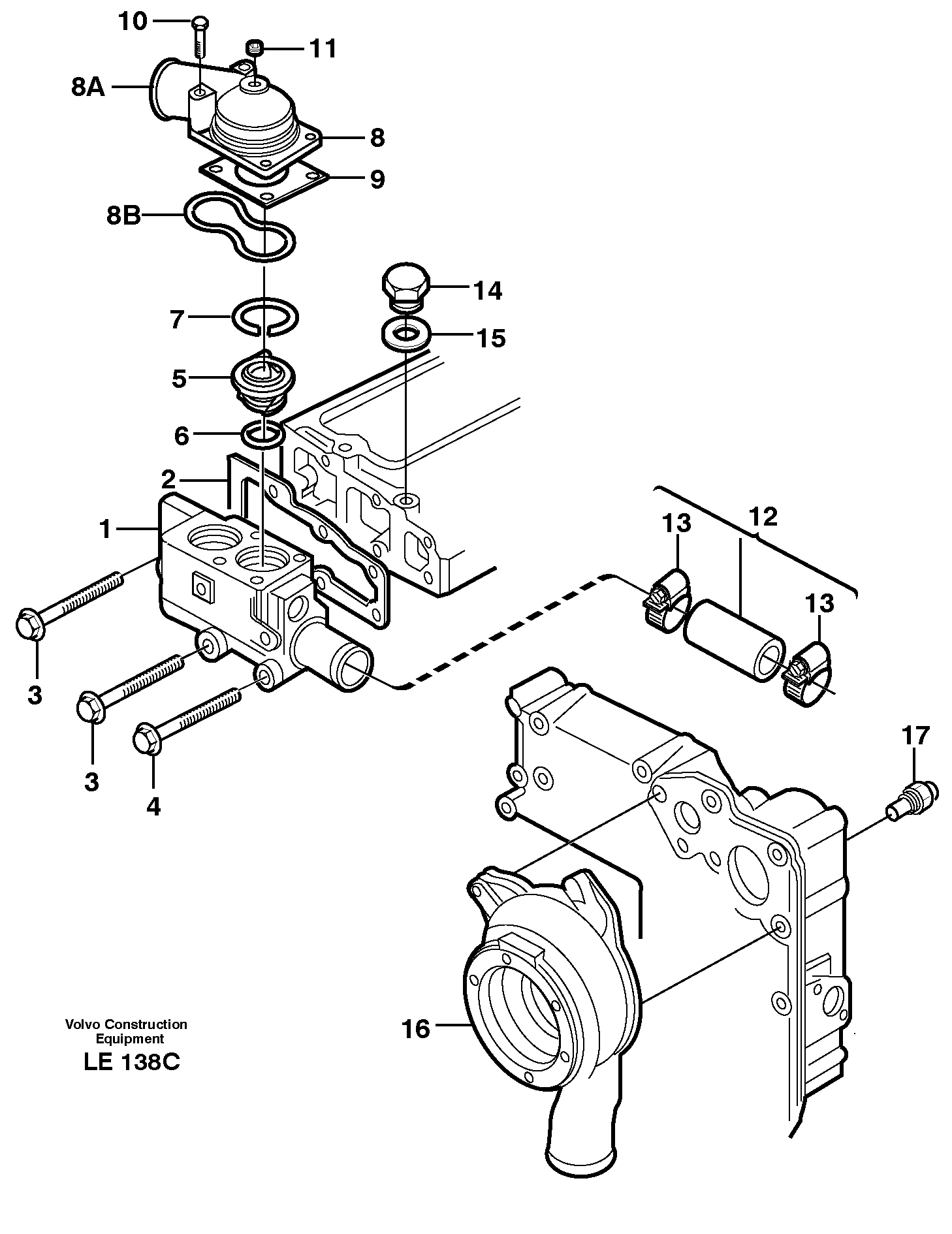 Thermostat housing  TD 40GHE — volvo parts diagram