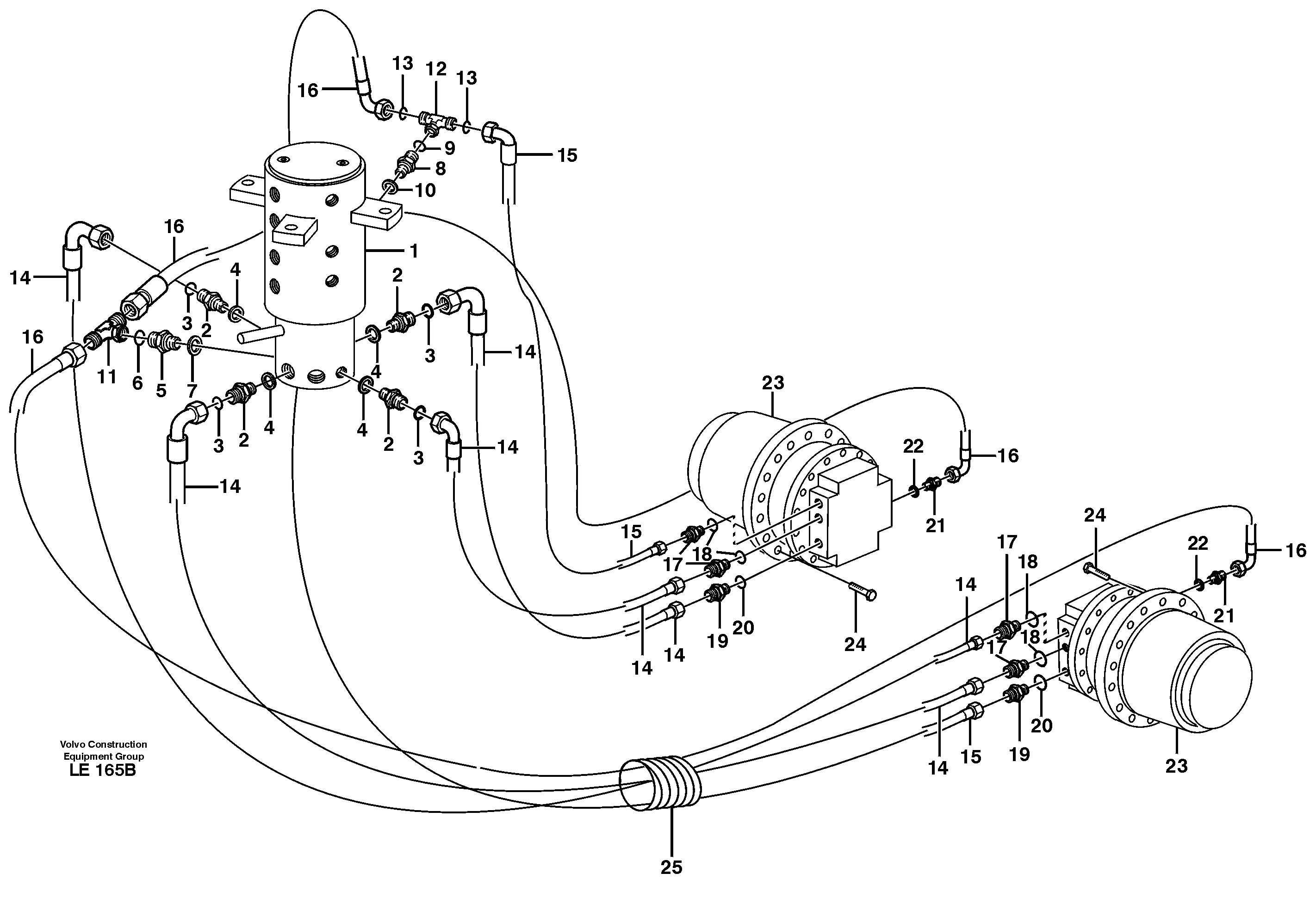 Hydraulic system, transport in undercarrige — volvo parts diagram