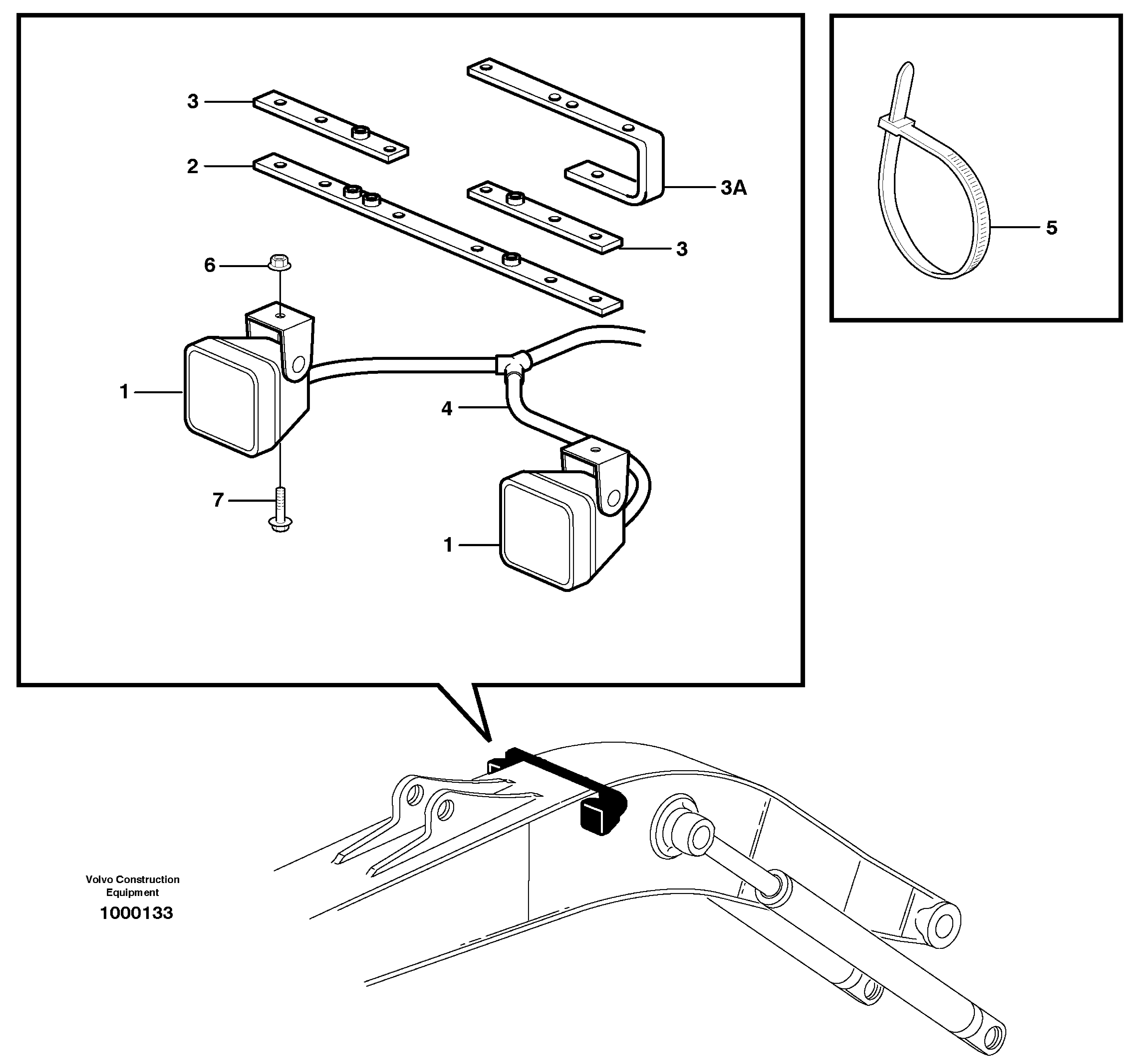 Work lamp, boom  14302835, 14303085 — volvo parts diagram