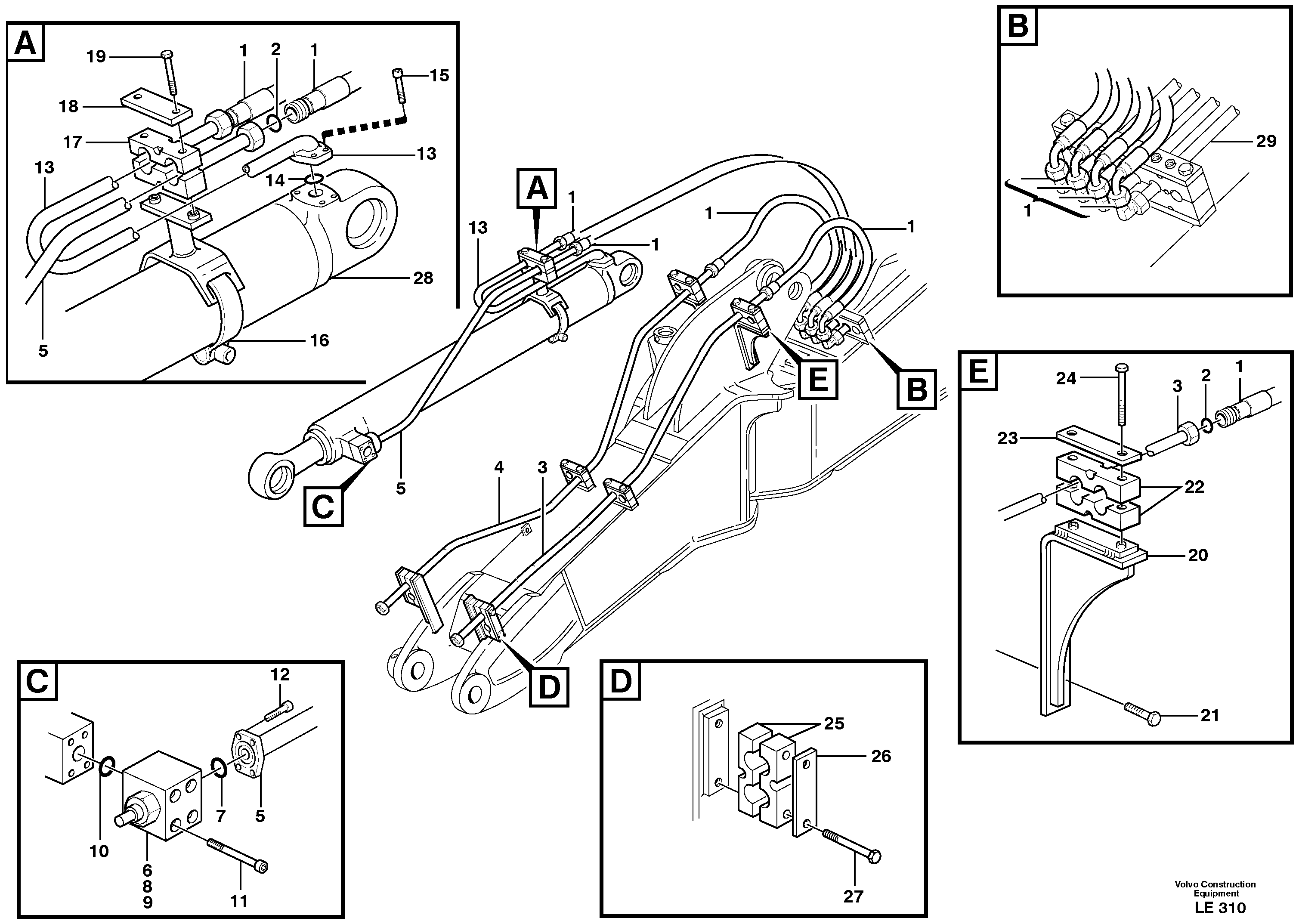 Hydr. equipm. on boom, front, offset  14302829, 14311189 — volvo parts diagram