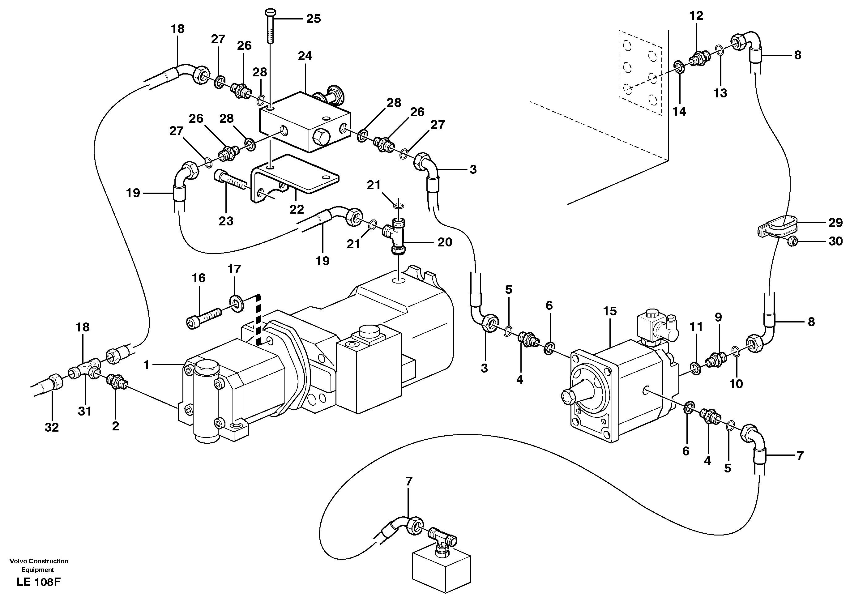 Hydraulic system, cooler  SER NO - 1041 — volvo parts diagram