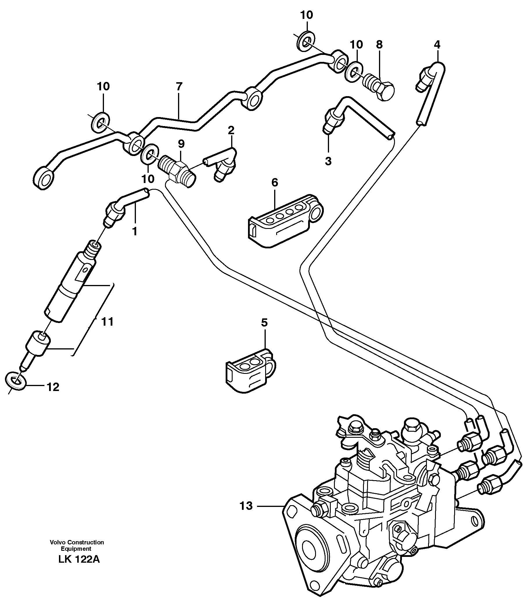 Fuel lines, injectors — volvo parts diagram