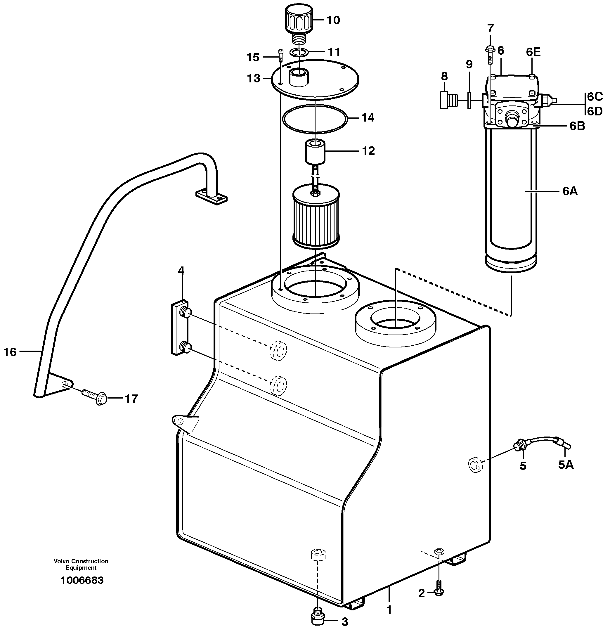 Hydraulic oil tank  SER NO - 1021 — volvo parts diagram