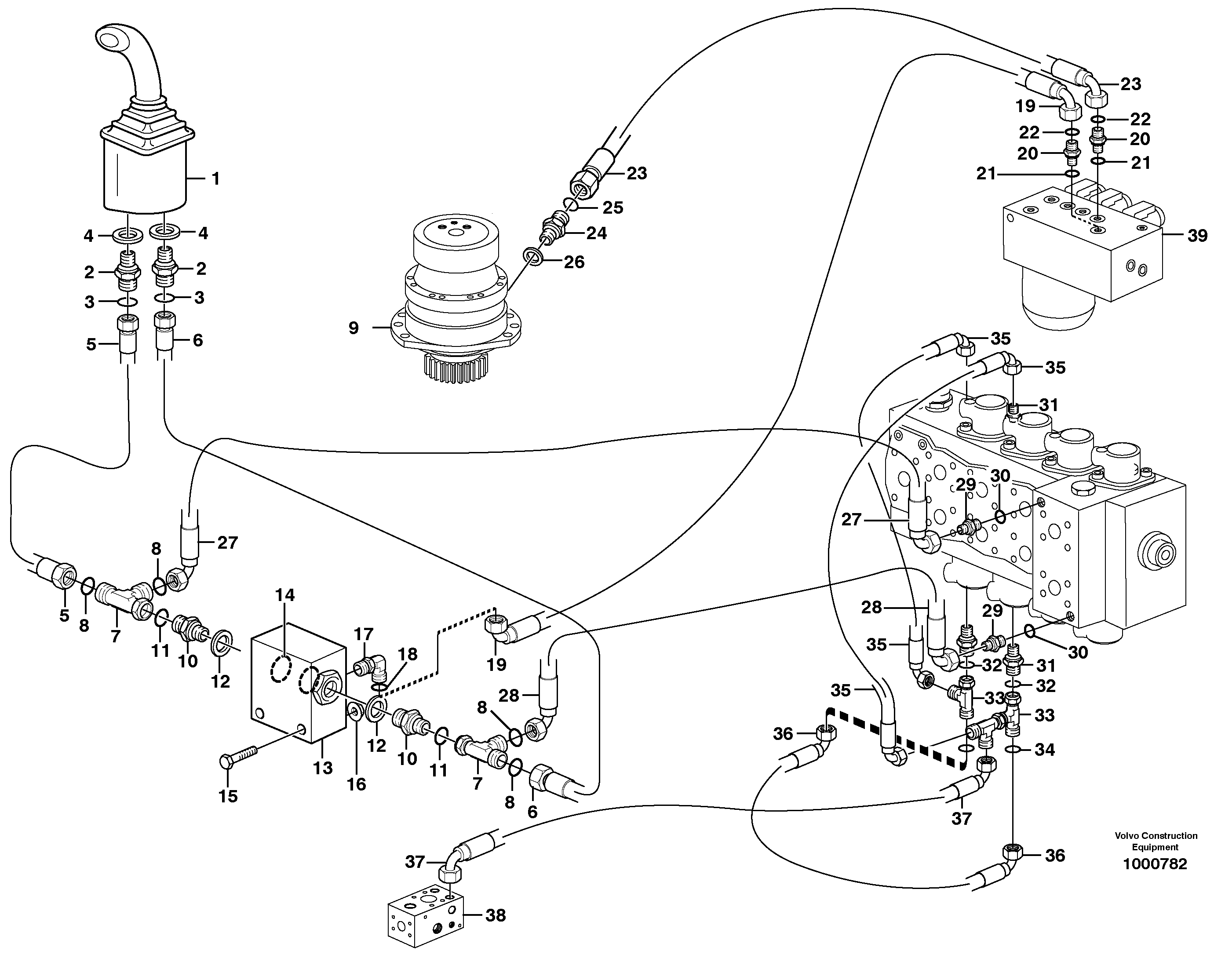 Servo hydraulics, Slewing  SER NO 1052 - — volvo parts diagram