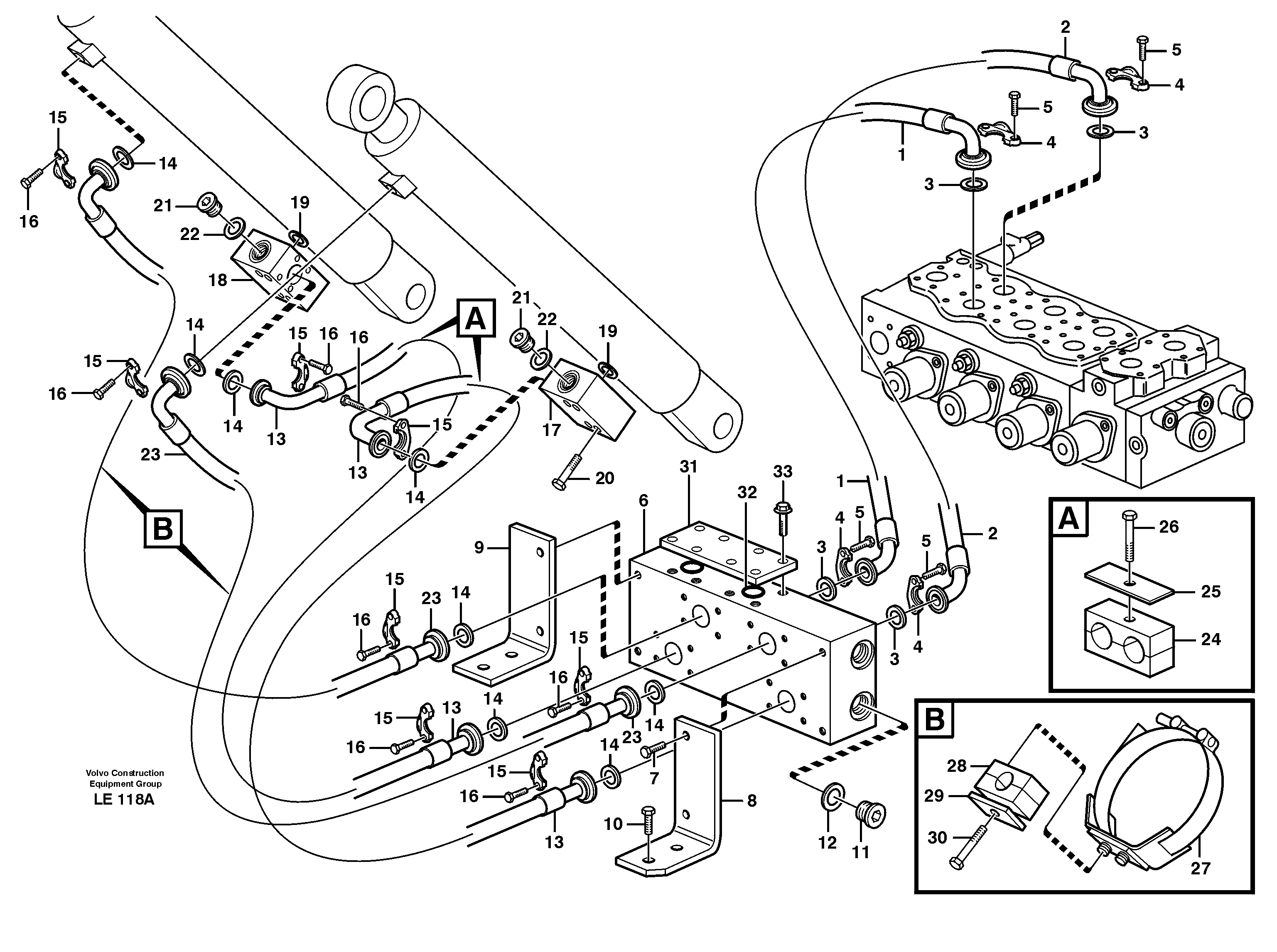 Hydraulic system, boom — volvo parts diagram