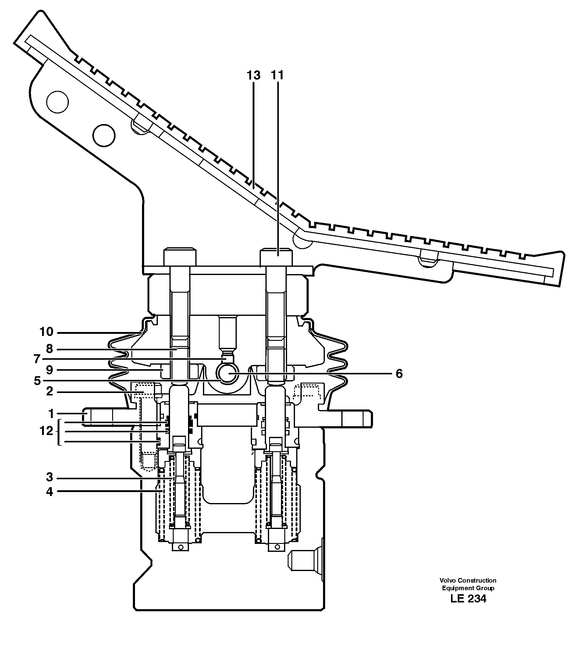 Pedal valve  14303047, 14302829,  143311189 — volvo parts diagram