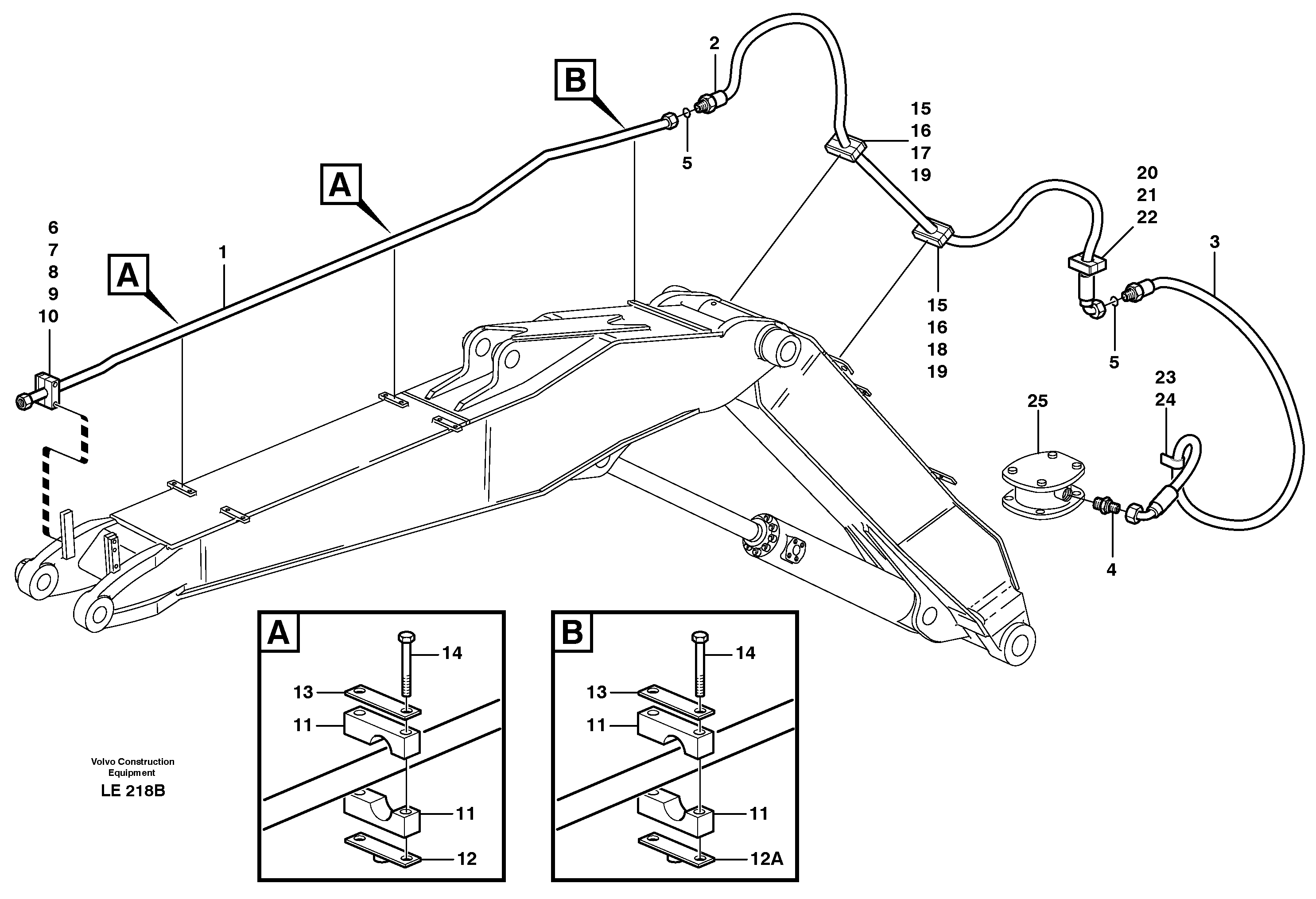 Hammer hydraulics on adjustable boom, return line  14303065 — volvo parts diagram