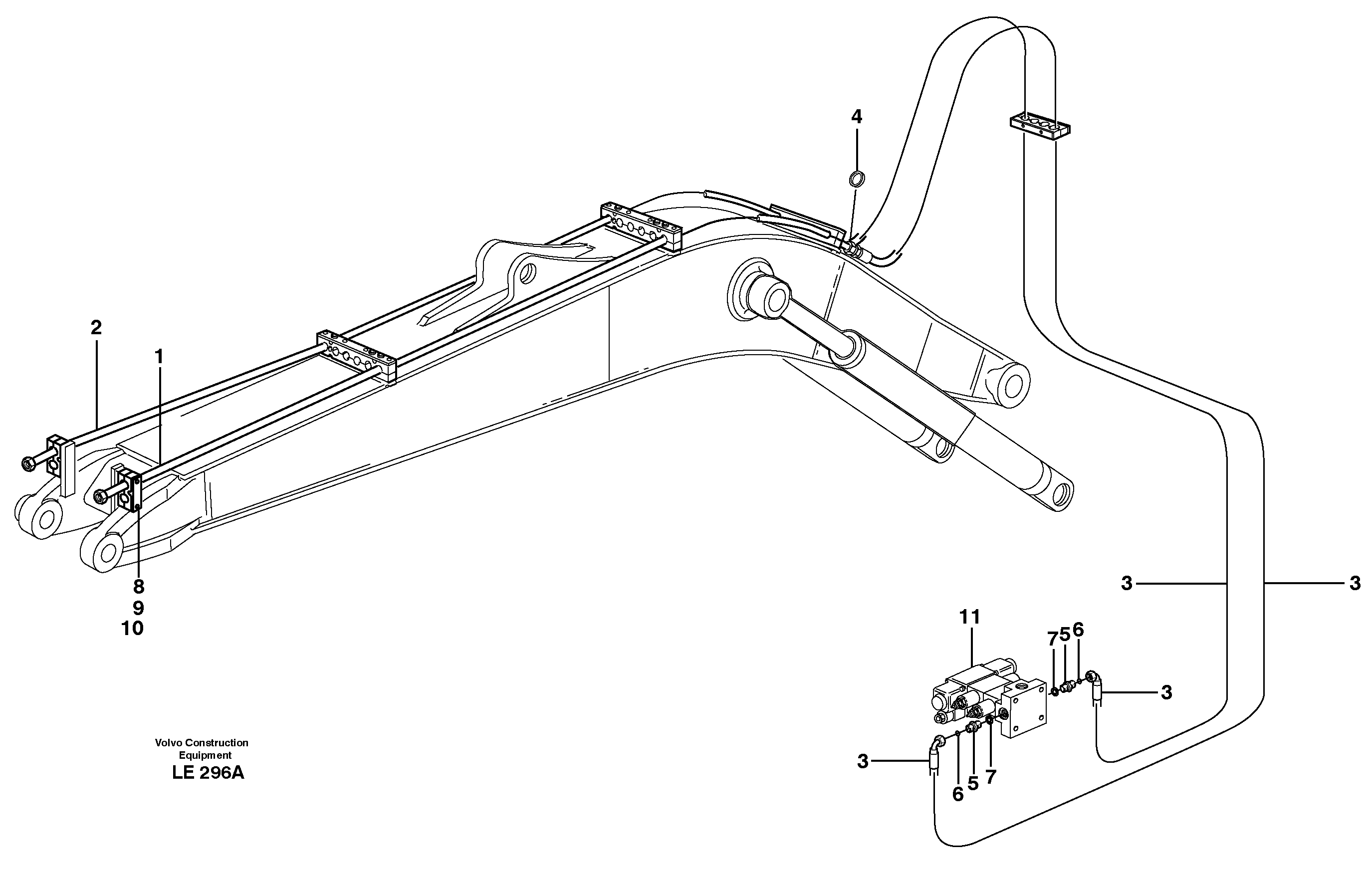 Hydr. equipm. on monoboom, 5,0m,  X3  14303050 — volvo parts diagram