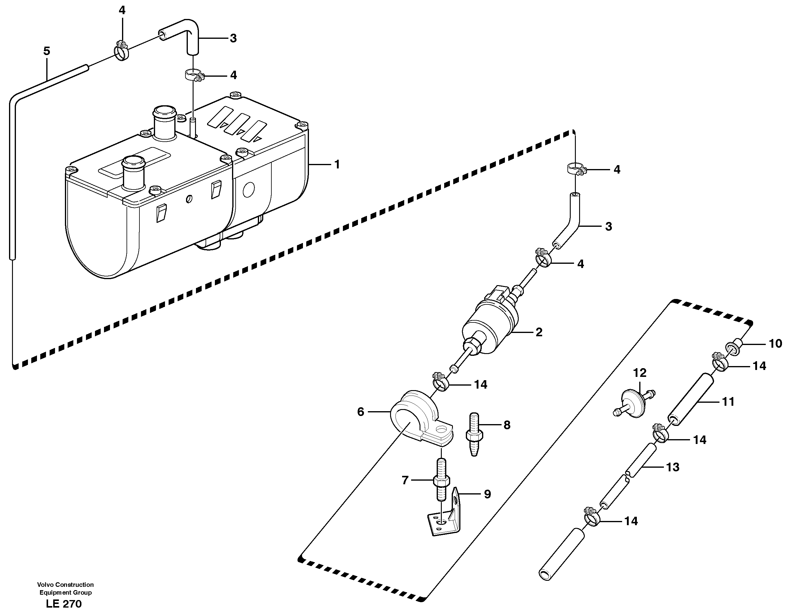 Fuel system, diesel heater  14302818 — volvo parts diagram