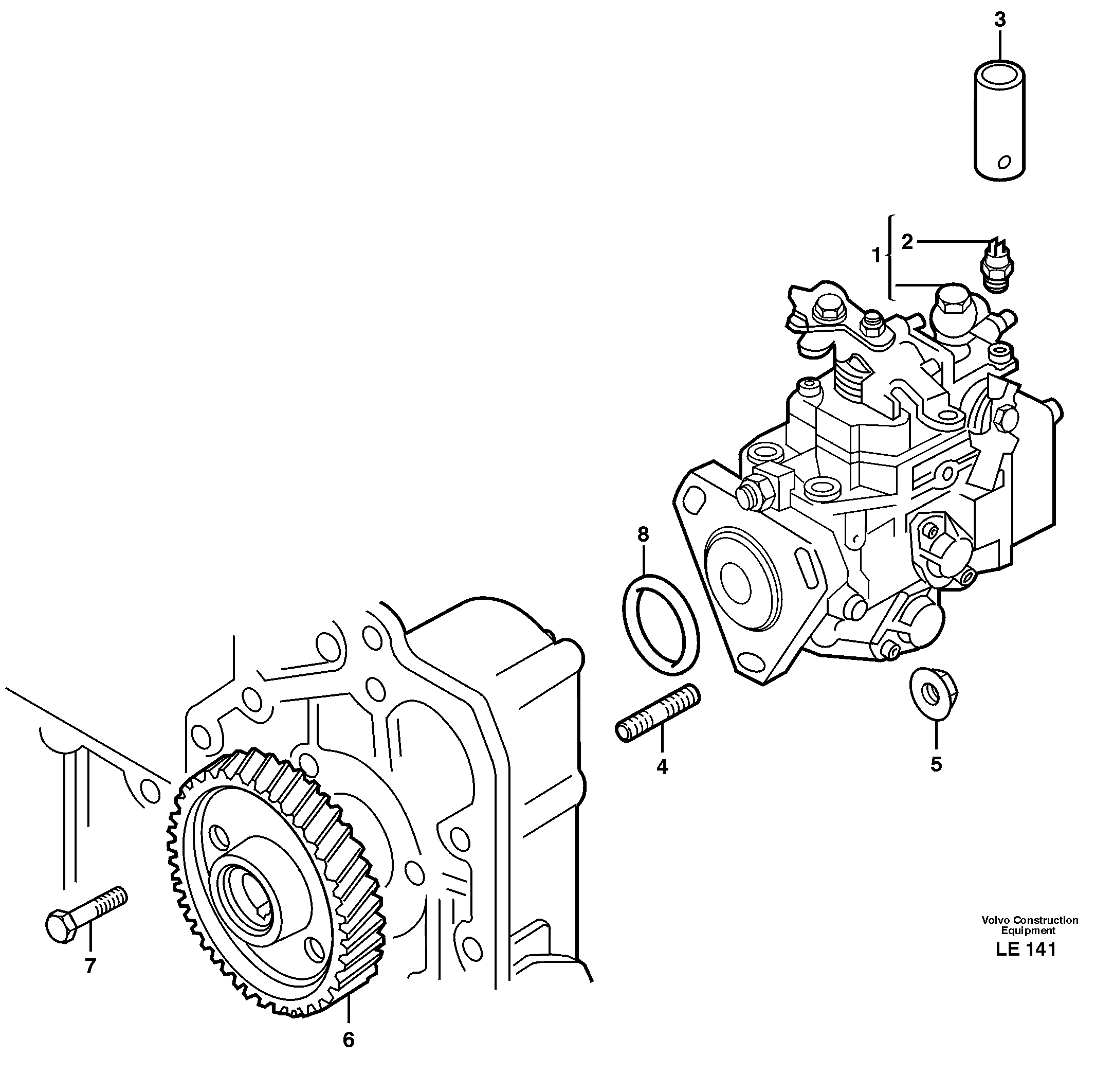 Injection pump with drive — volvo parts diagram