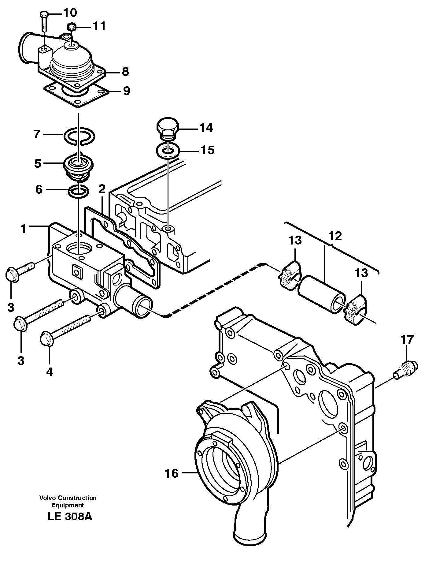 Thermostat housing  TD 40KGE — volvo parts diagram