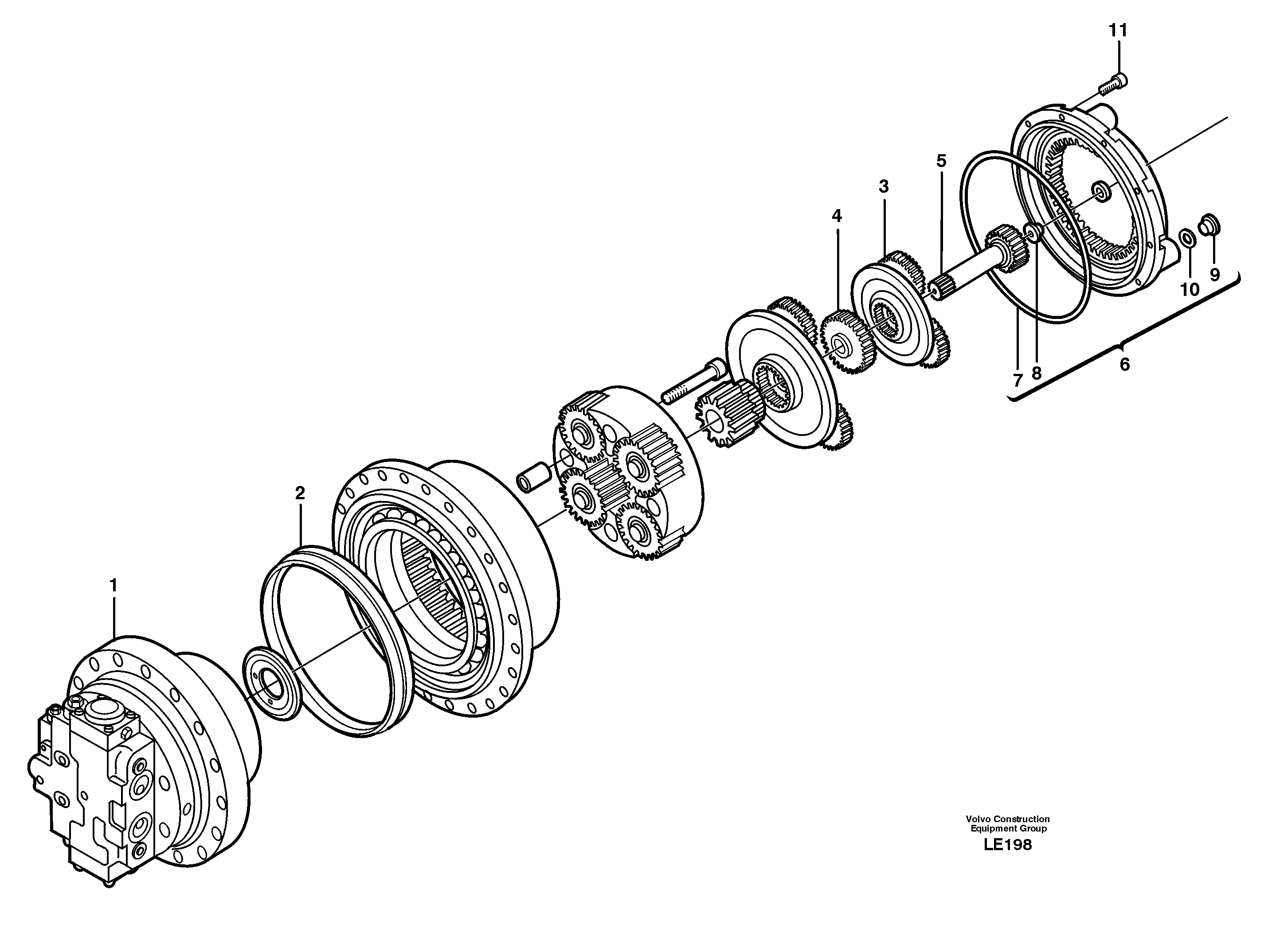 Track gear, travel — volvo parts diagram