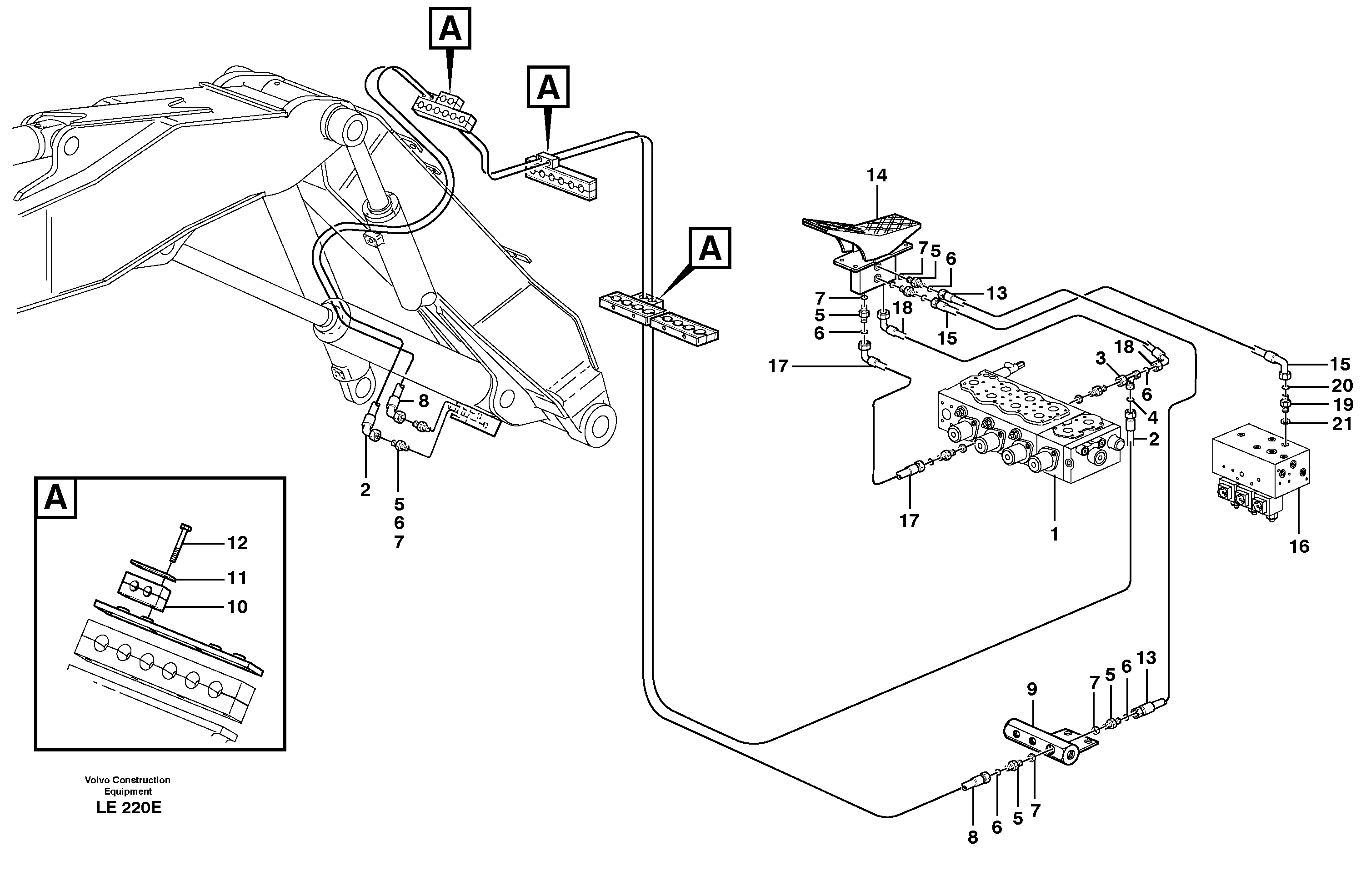 Servo hydraulics, adjustable boom. X2  14302828, 14303047, 14303120 — volvo parts diagram
