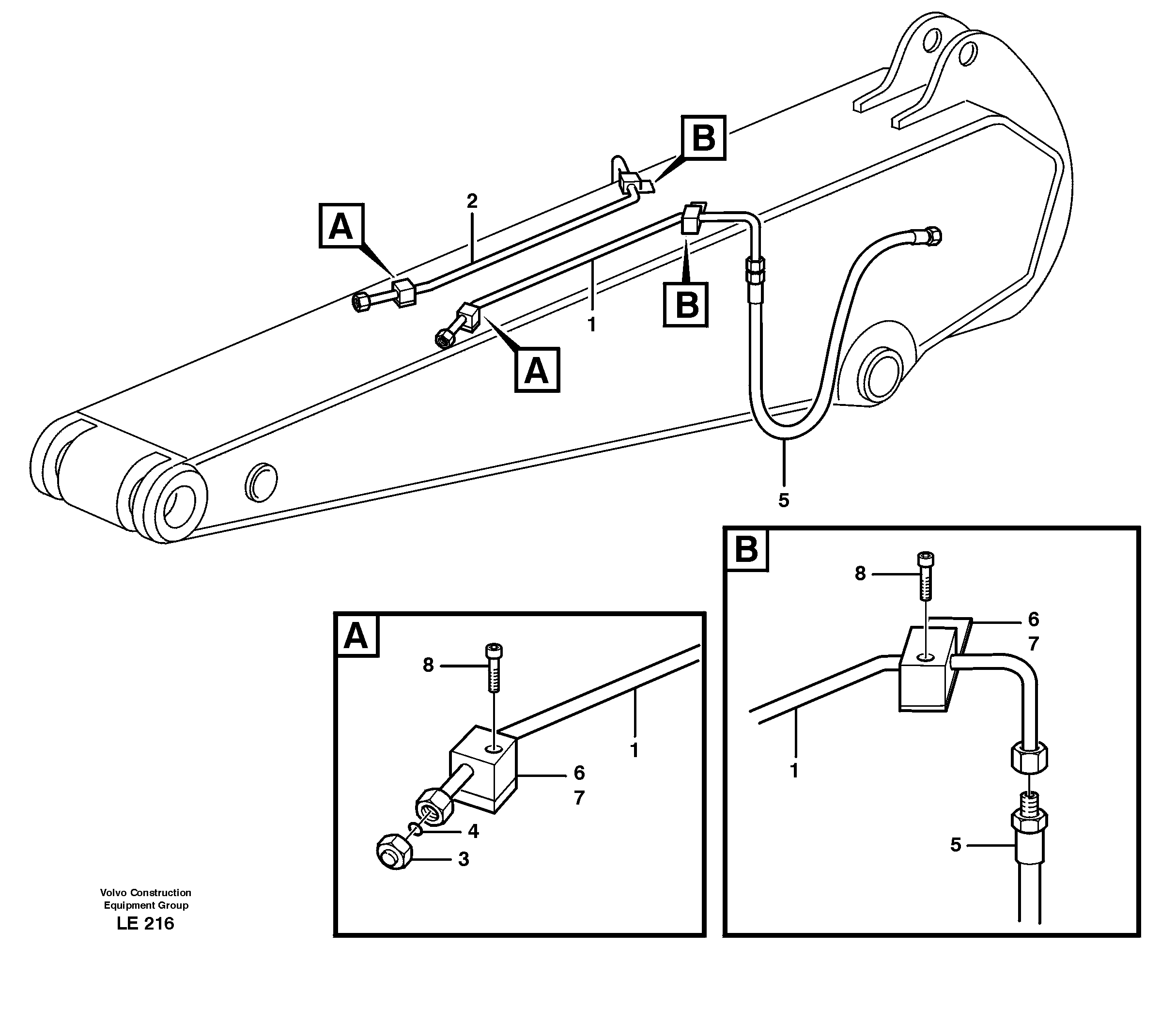 Hydr. equipm. on dipper arm, X3  14303053, 14303054, 14303056 — volvo parts diagram