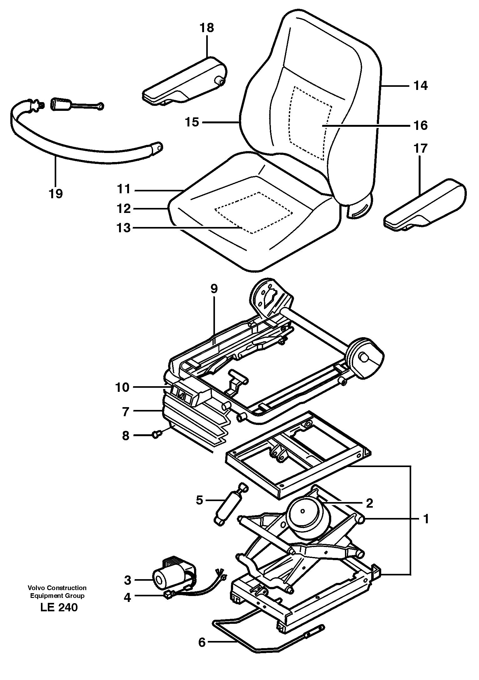 Operator seat, pneumatic, Isri  14302812, 14302883 — volvo parts diagram
