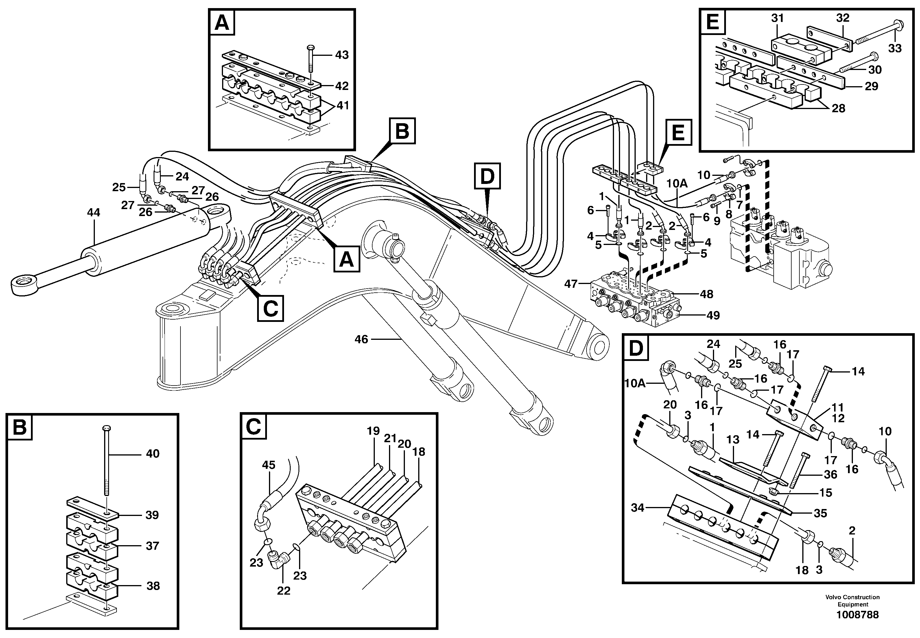 Hydr. equipm. on boom, rear, offset  14302829, 14311189 — volvo parts diagram