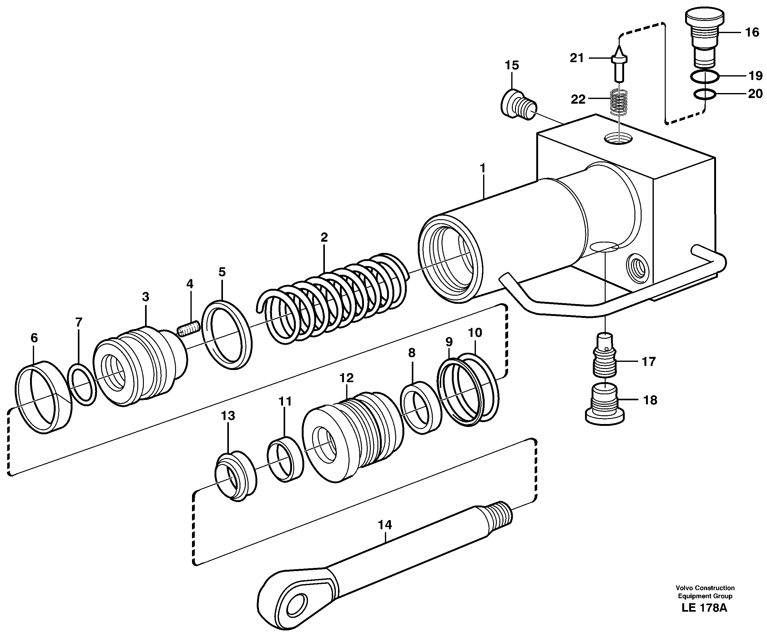 Hydraulic cylinder, quick attachment  14302916 — volvo parts diagram