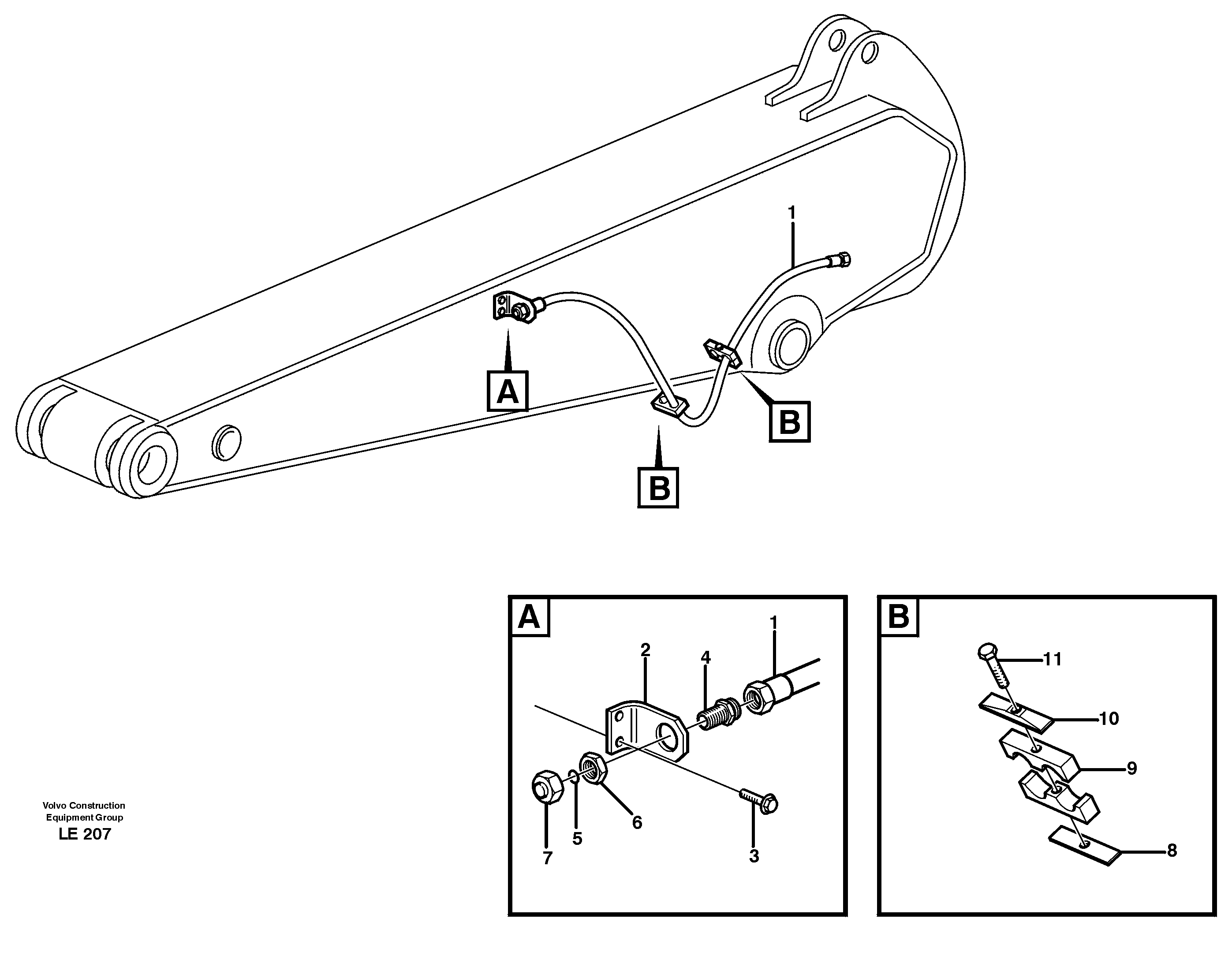 Hydr. equipm. on dipper arm, X1  14303042, 14303043, 14303044, 14303045 — volvo parts diagram