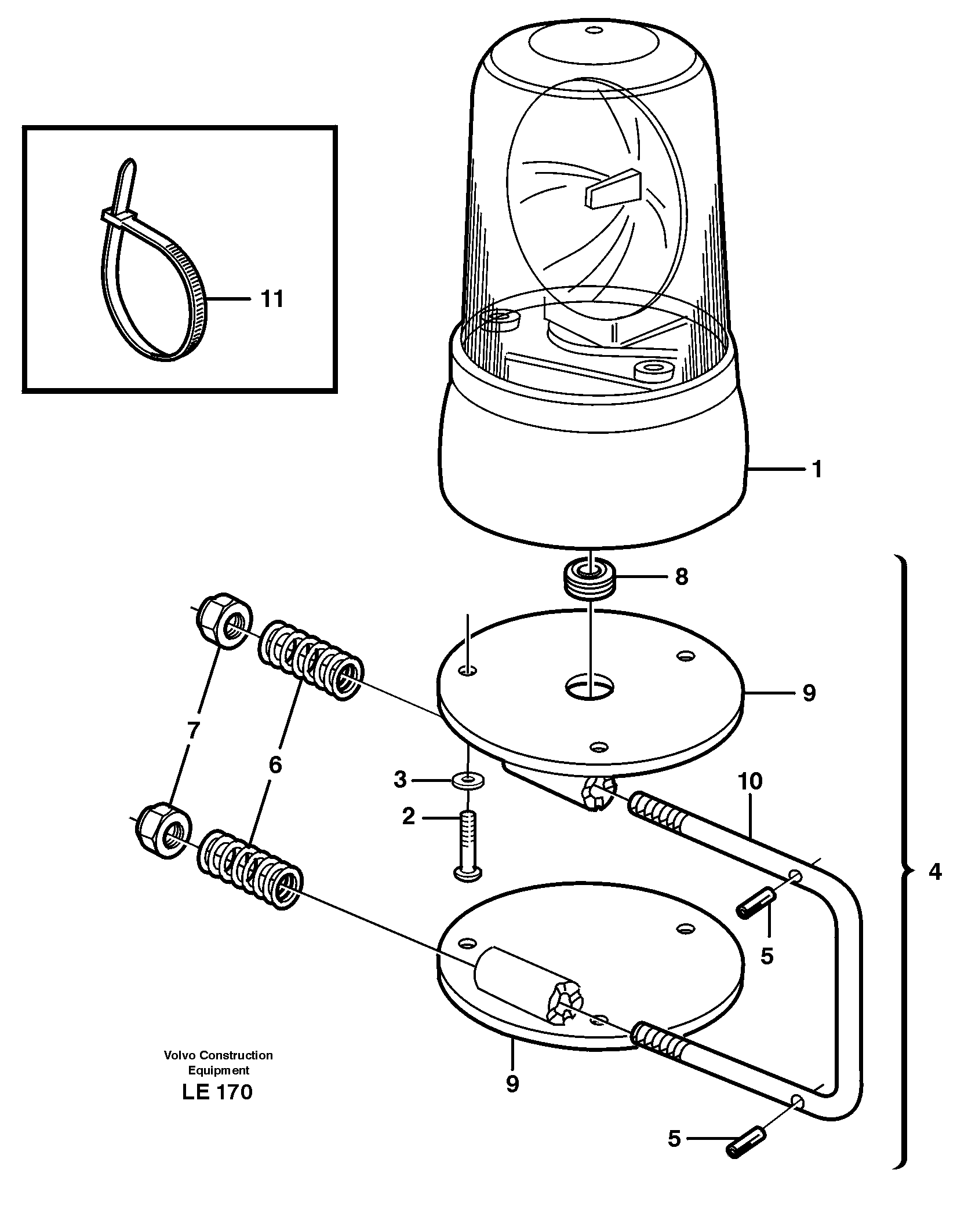Rotating beacon  14302815 — volvo parts diagram
