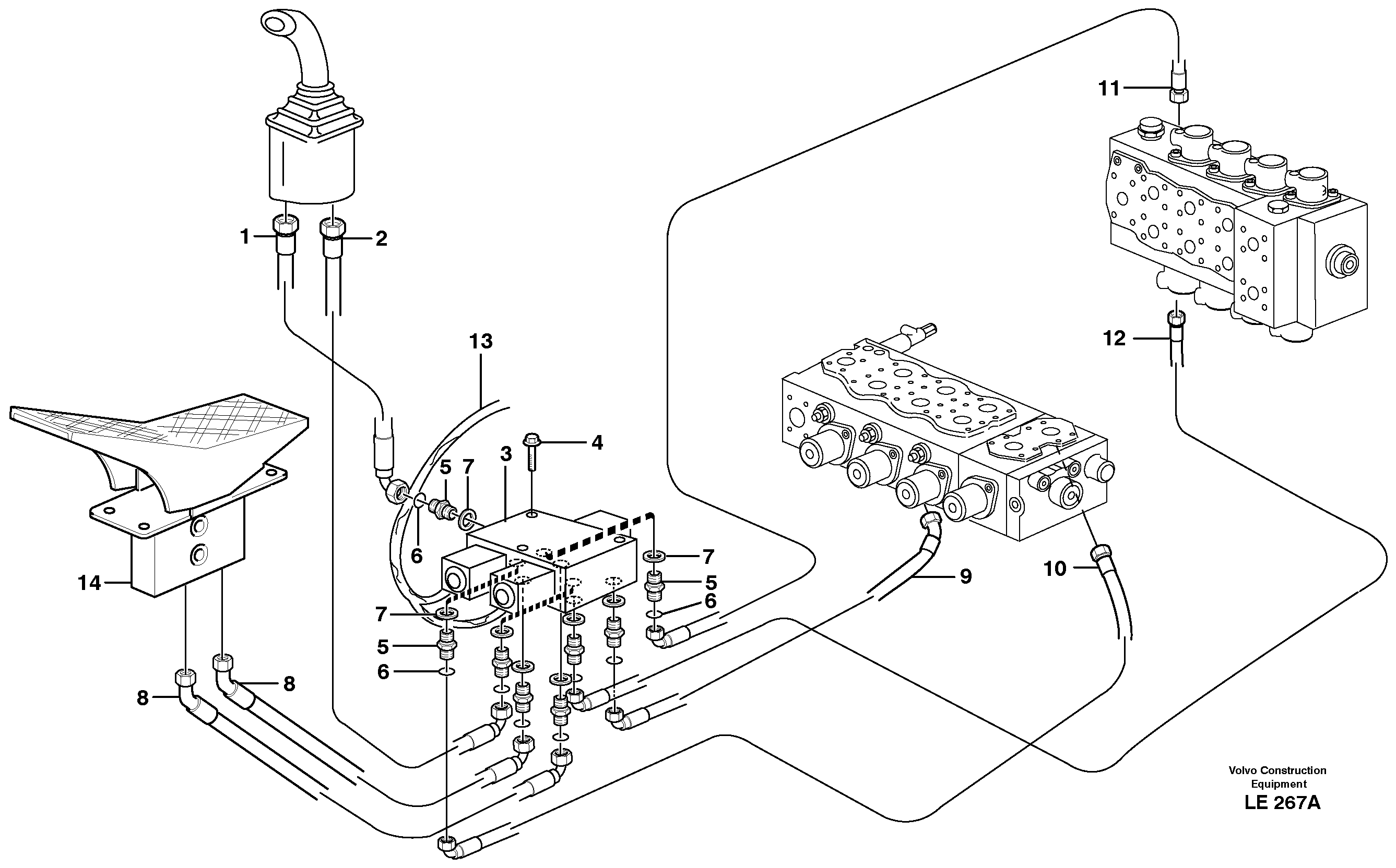 Servo hydraulics, grab bucket  14303059 — volvo parts diagram